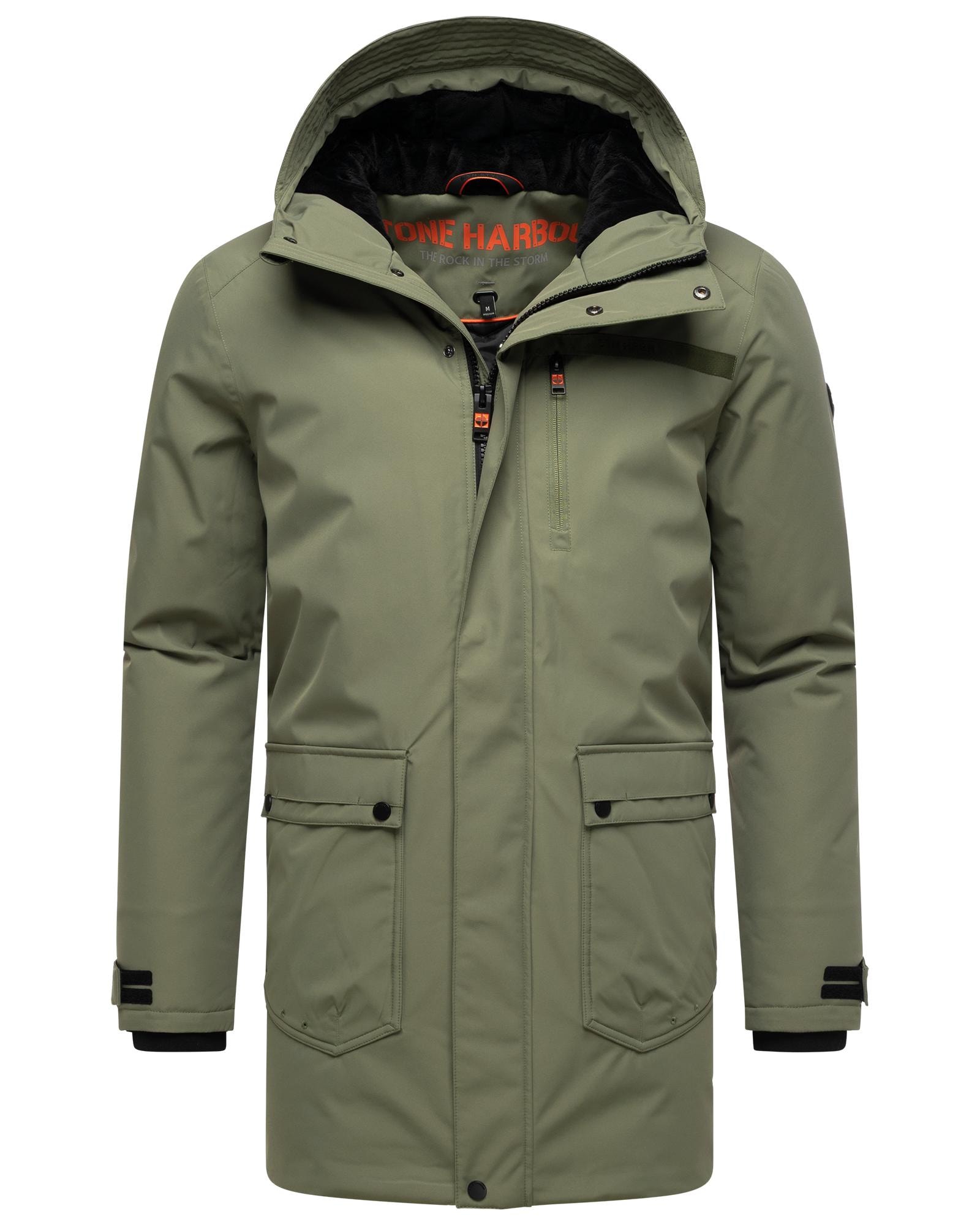 Stone Harbour Wintermantel »Netaan XX« Herren Kurzmantel mit kuscheliger Kapuze