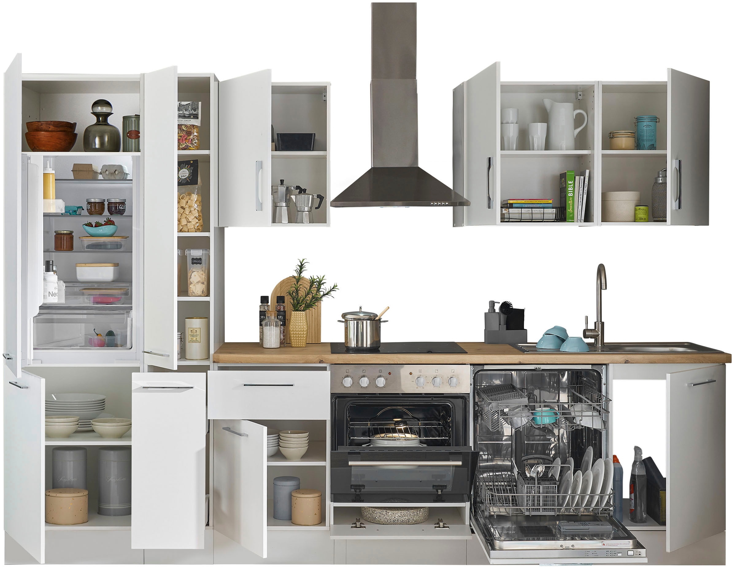 BASIC by Balculina Küchenzeile »Turin«, Breite 310 cm, wahlweise mit E-Geräten