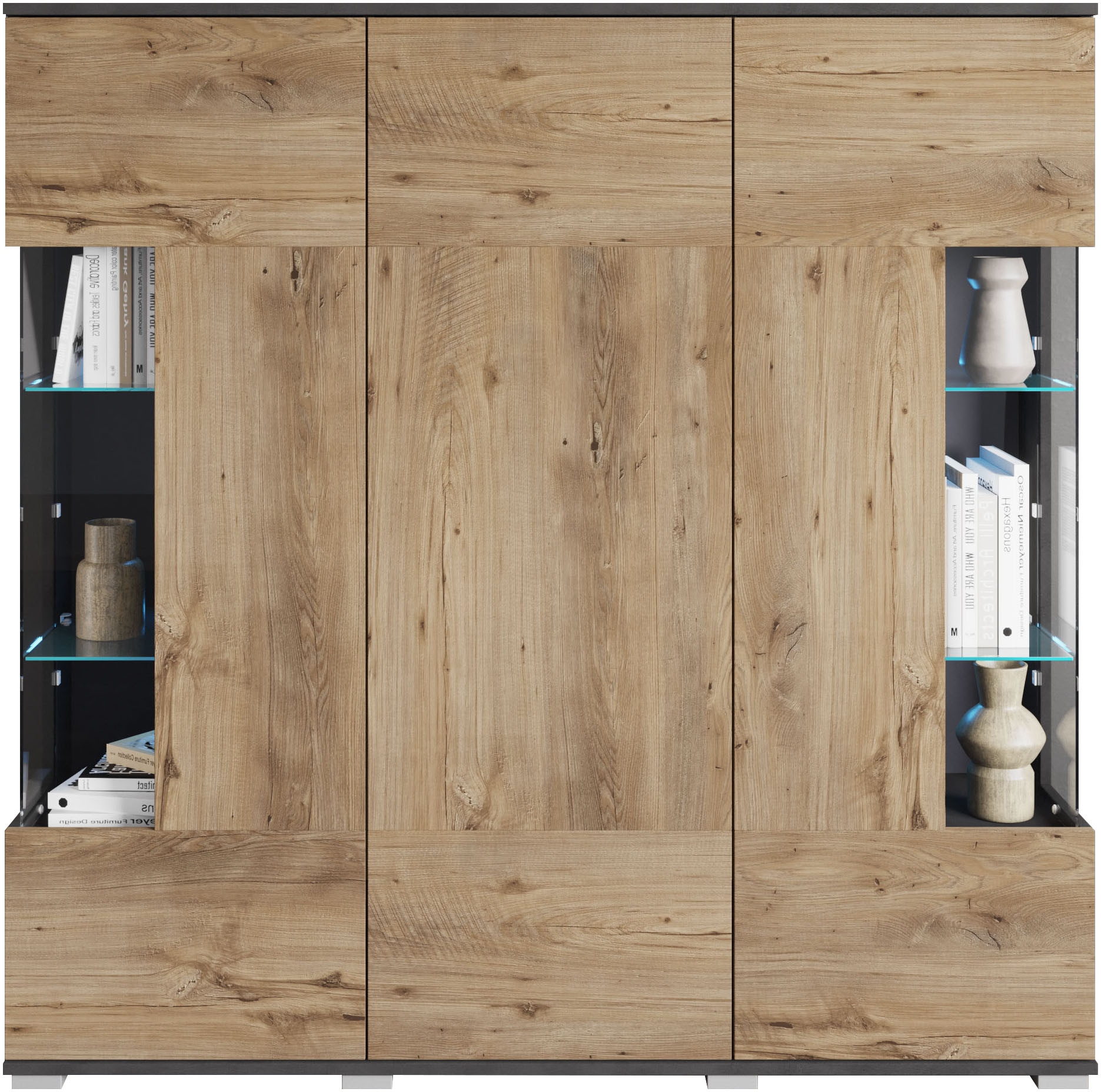 INOSIGN Highboard »Kenia«, (1 St.), Modernes Highboard, mit Glastüren, Breite 135 cm