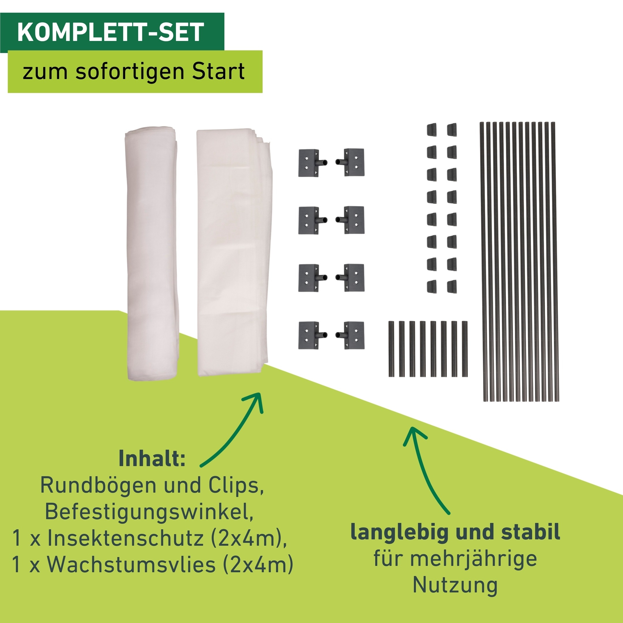 Windhager Hochbeet »Tunnelbogen Komplettset, Insektenschutz und Wachstumsvlies« Pflanztunnel für Frühbeet, wachstumsfördernd, 4 x 2 m, weiß