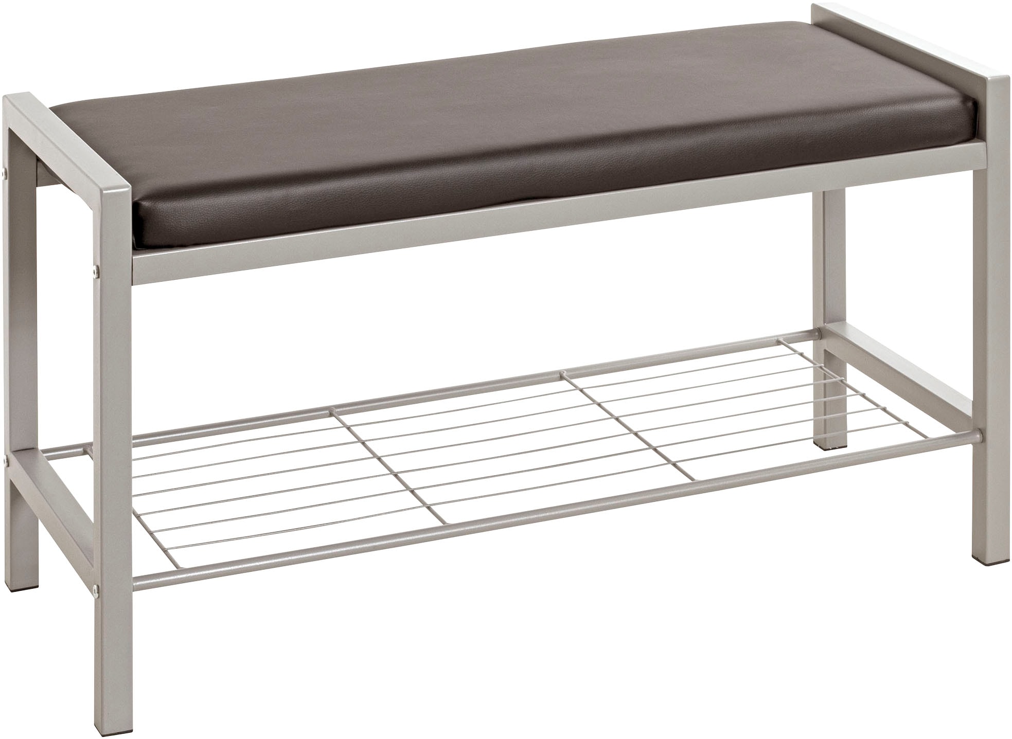 HAKU Schuhbank "Flurbank, Garderobenbank, Sitzbank" rechteckig - aus Metall Grau - B/T/H 80/32/48 cm