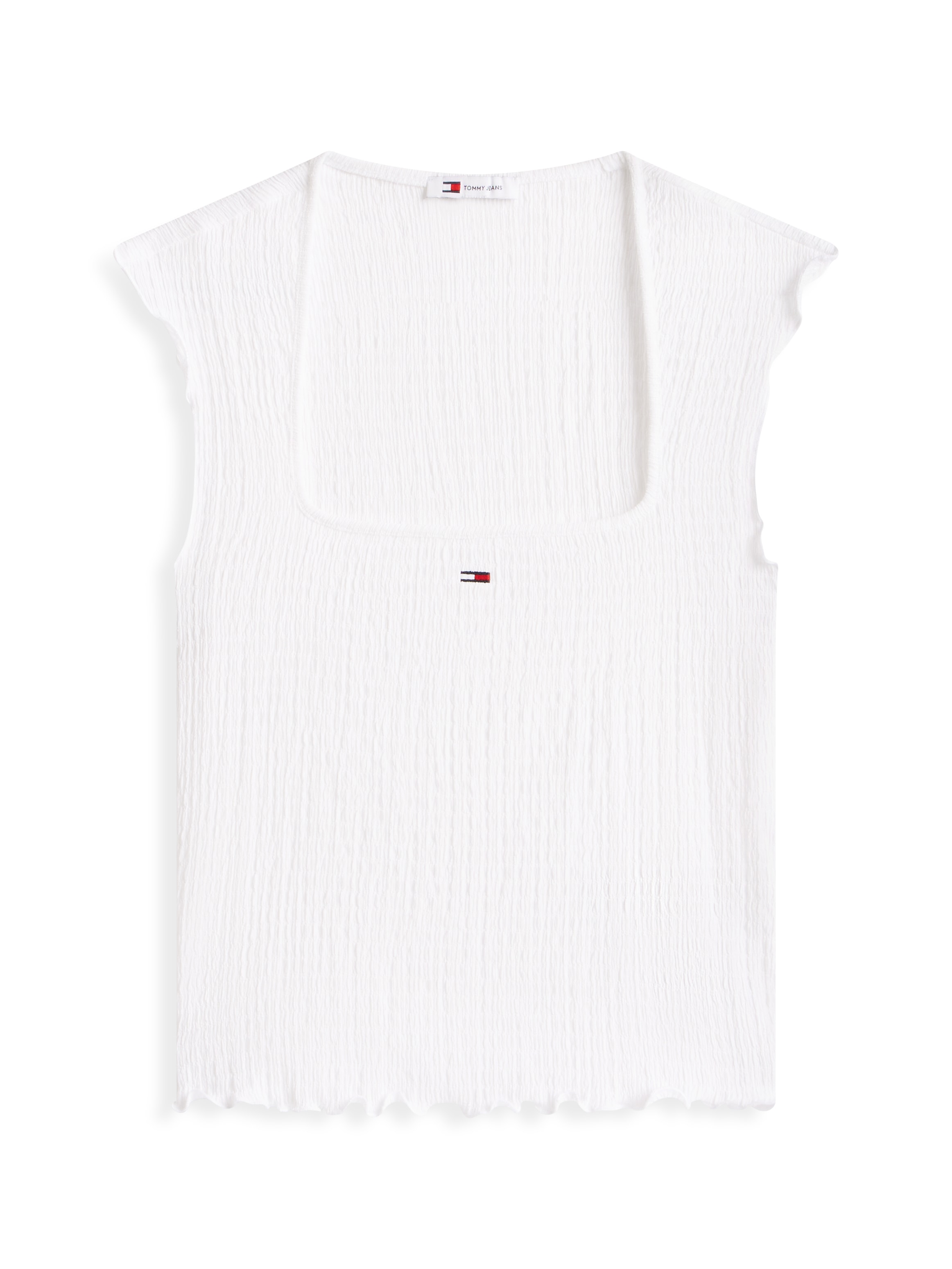 Tommy Jeans Kurzarmshirt »TJW SLIM SH SQUARE NCK SMOCK TOP« mit dem gewellten Saum