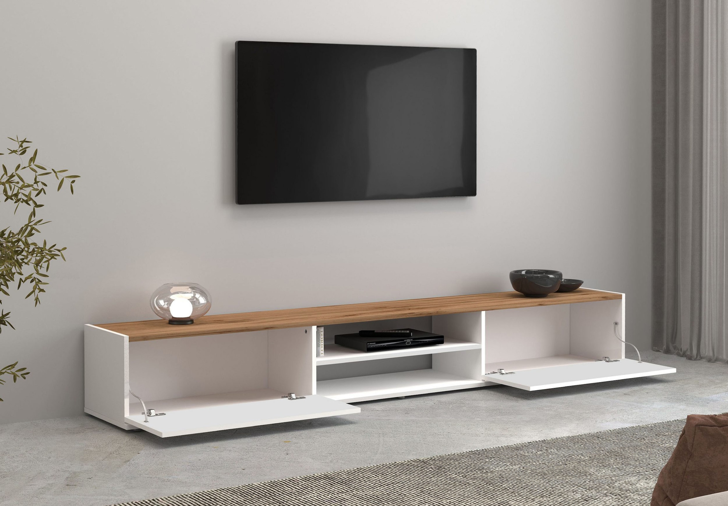 INOSIGN Lowboard »Garda,Lowboard,TV-Kommode,TV-Möbel,TV-Bank«, stehend und hängend mit 2 Klappen, 1 Einlegeboden, Breite 210 cm