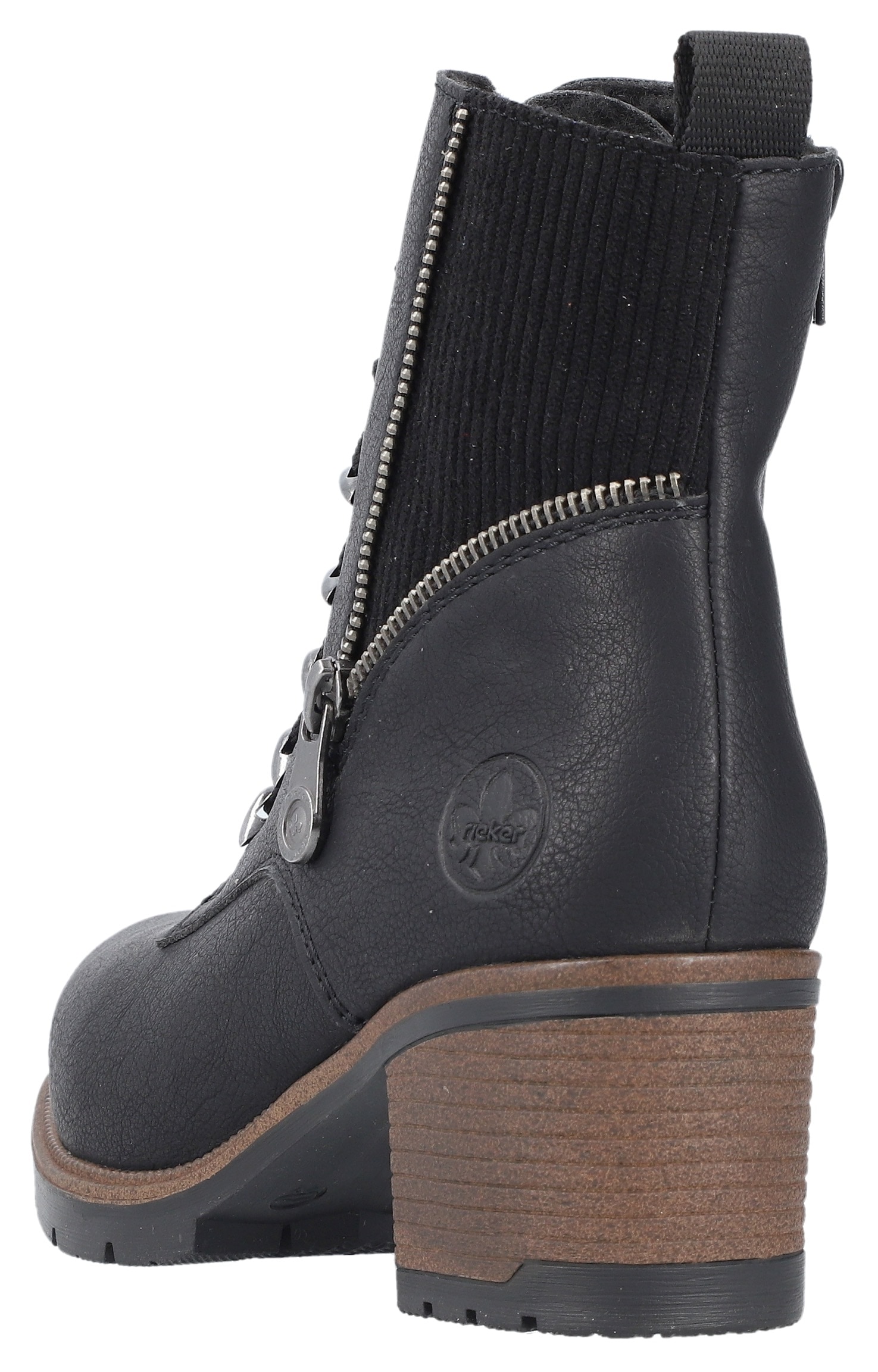 Rieker Winterstiefelette, Schnürstiefelette, Schnürboots, Blockabsatz, schmale Form