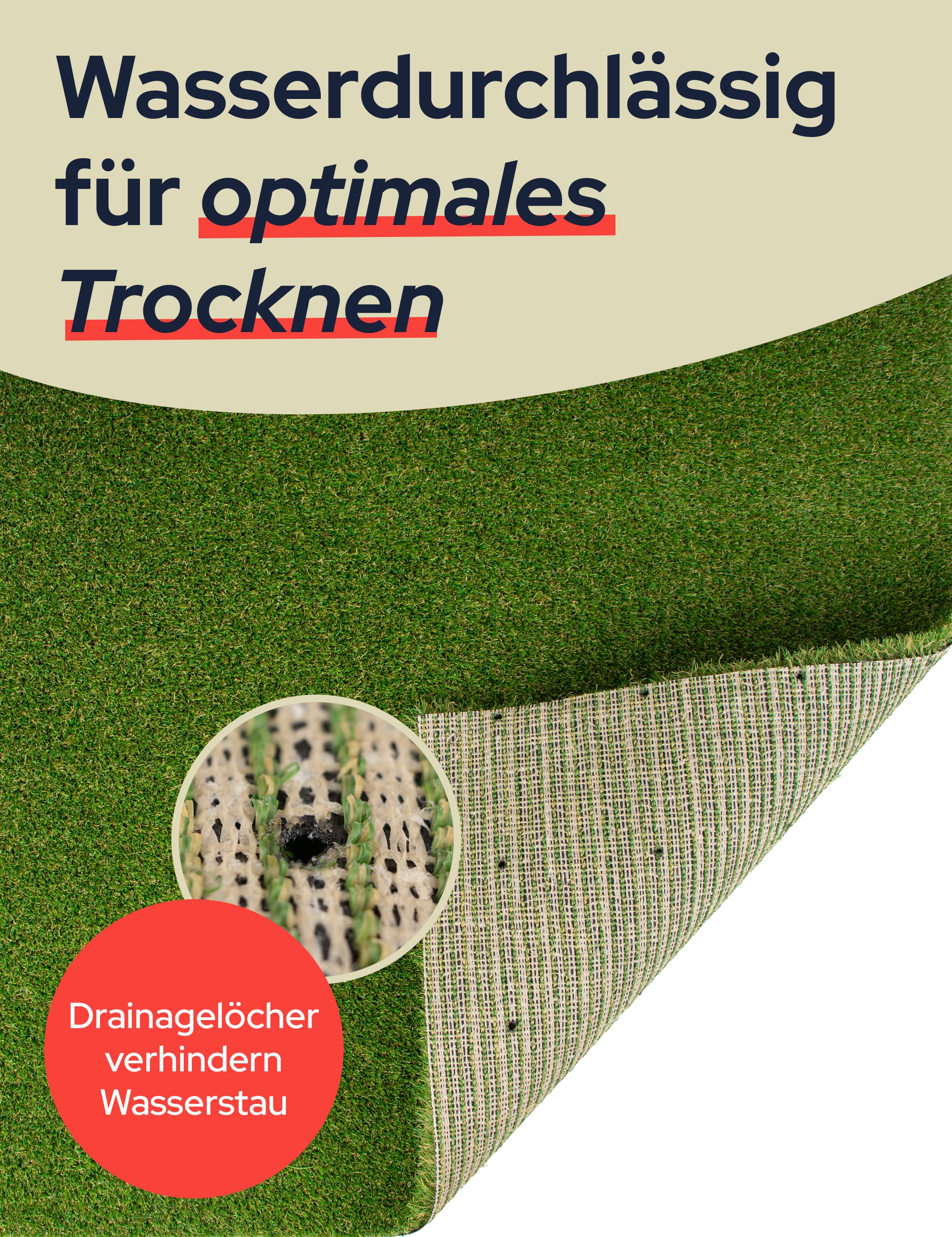 Primaflor-Ideen in Textil Kunstrasen »Kunstrasen MIAMI«, rechteckig, 22 mm Höhe, natürliche Optik, wasserdurchlässig, für Balkon, Terrasse & Garten
