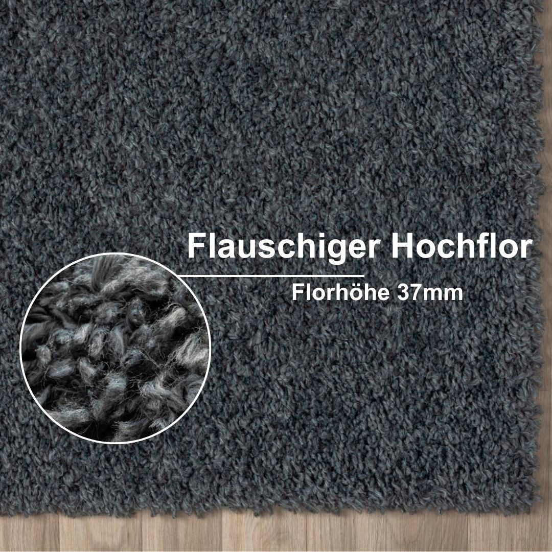 my home Hochflor-Bettumrandung »Banji«, (3 tlg.), Uni Farben, weich und flauschig, auch als Läufer & in rund erhältlich