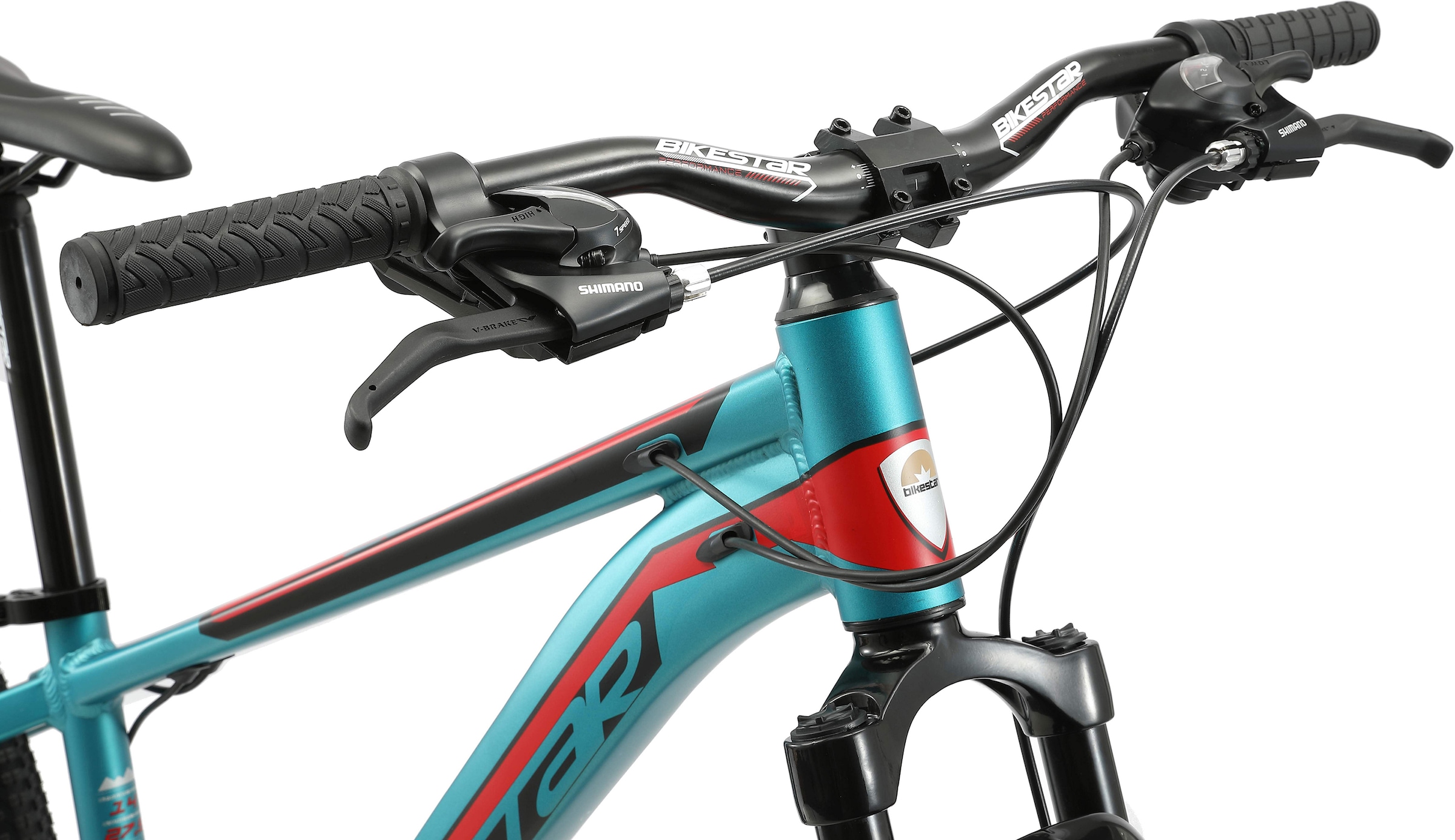 Bikestar Mountainbike, 21 Gang, Shimano, RD-TY300 Schaltwerk, Kettenschaltung, für Damen und Herren, Kettenschaltung