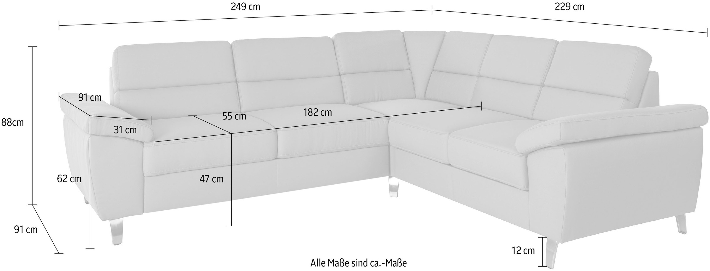 sit&more Ecksofa »Sorano L-Form«, wahlweise mit Bett- und Relaxfunktion, inkl. Bettkasten