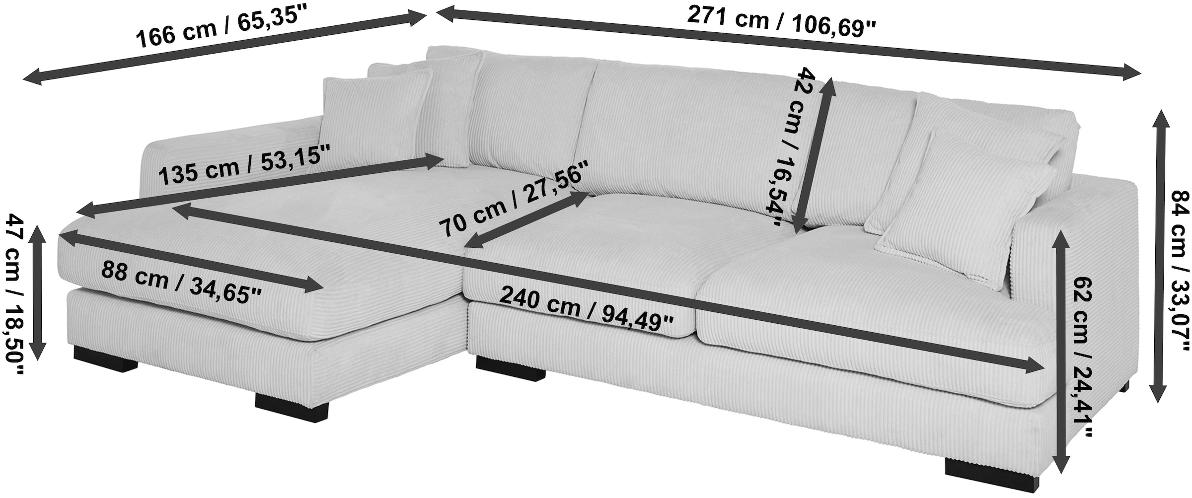 Jahnke Ecksofa »RELAX ASPEN CORNER« Platz für bis zu 5 Personen,Taschenfederkernpolsterung,L-Form,B:271 cm