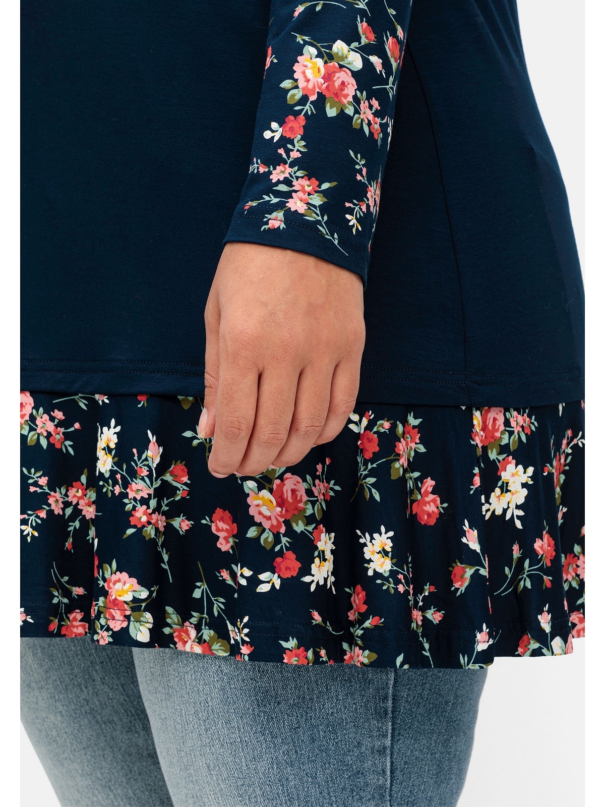 Druck, Joe online kaufen mit BAUR in | floralem Double-Layer-Optik Langarmshirt by »Große sheego Größen«, Browns