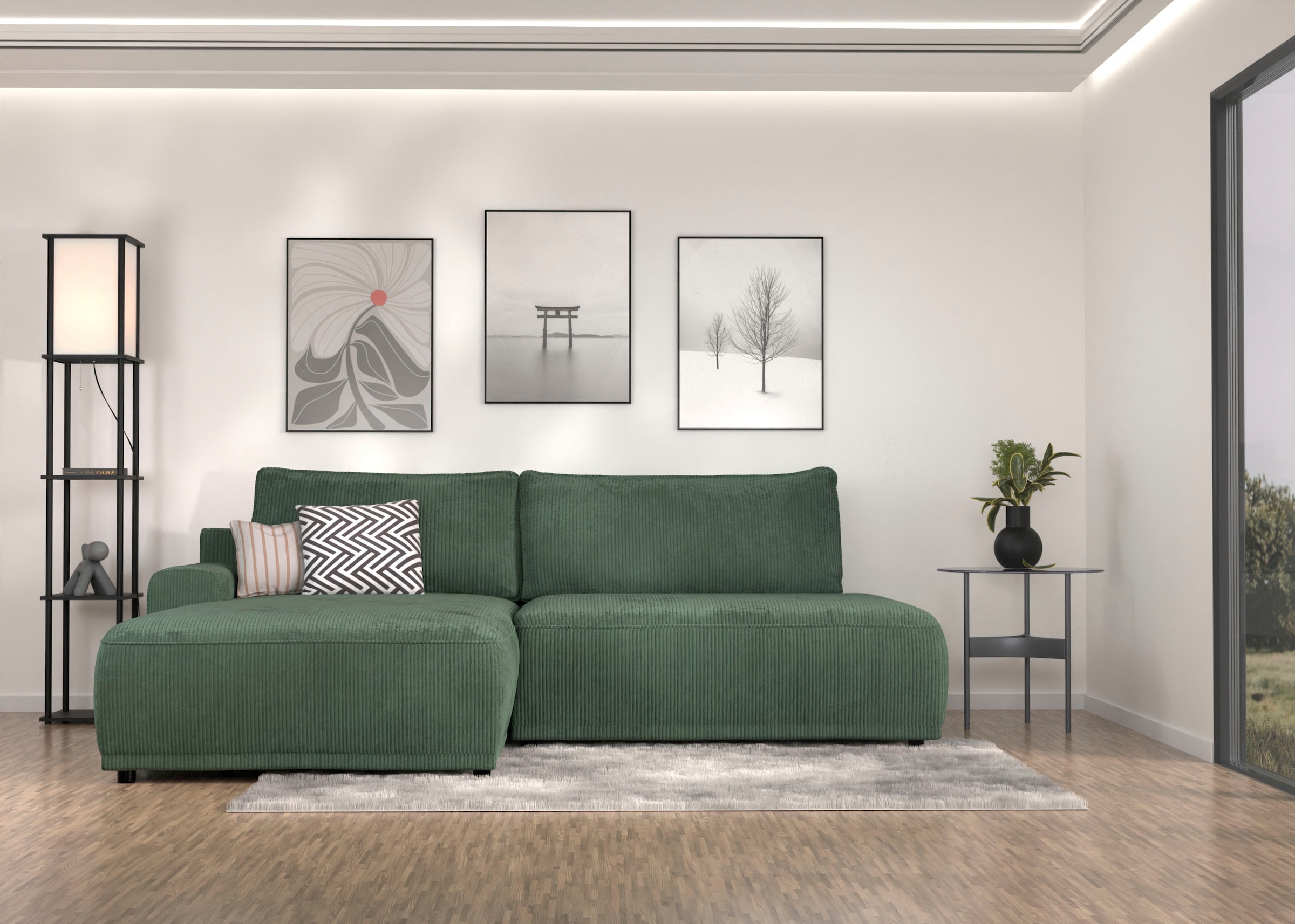 TRENDMANUFAKTUR Ecksofa "Fordon II, Schlafsofa mit Bettkasten, Couch in L-F günstig online kaufen