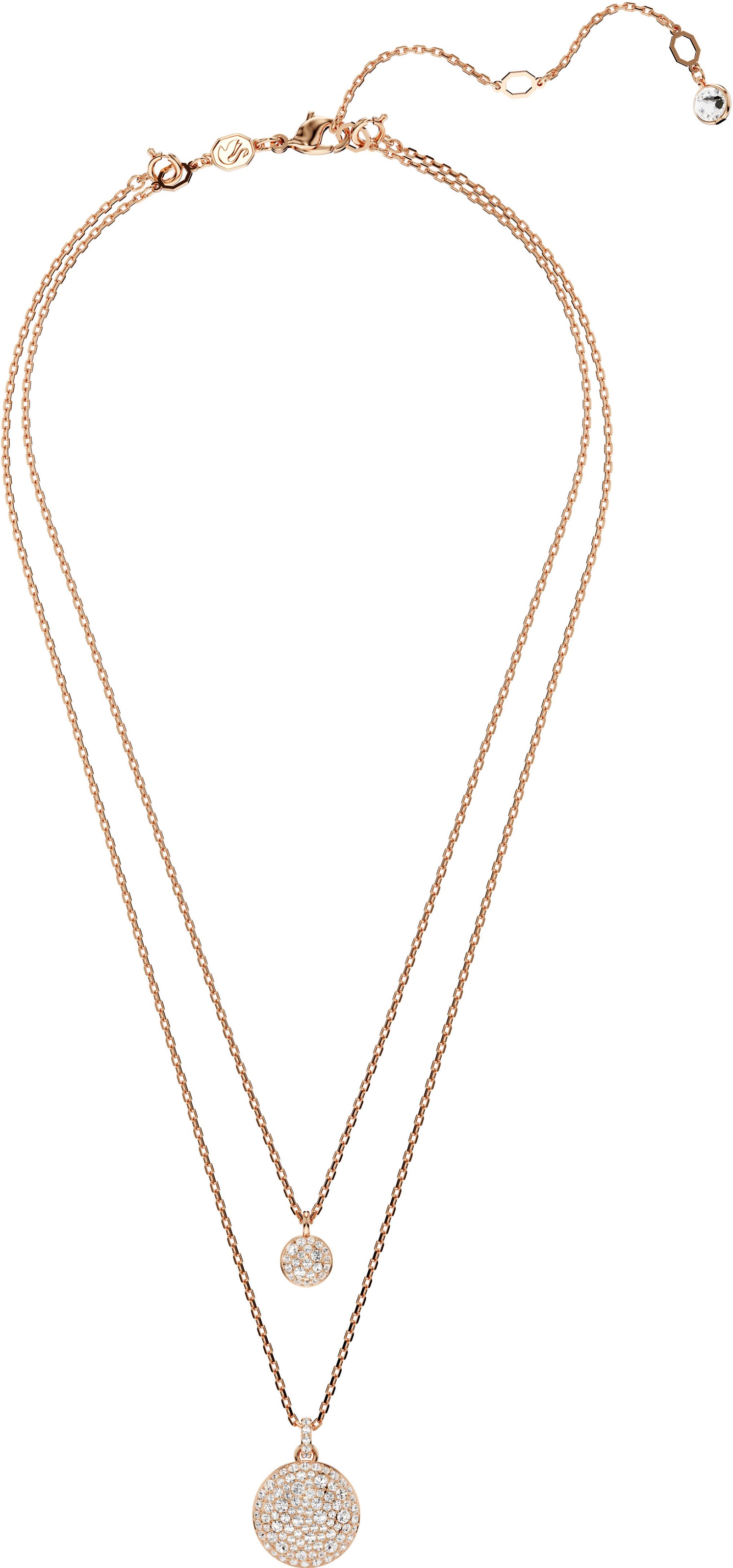 Ketten-Set SWAROVSKI "Sublima Round im Lagenlook", rosa (roségoldfarben, kristallweiß), Halsketten, Damen, Metall, L: 45, mit Swarovski Kristall 3