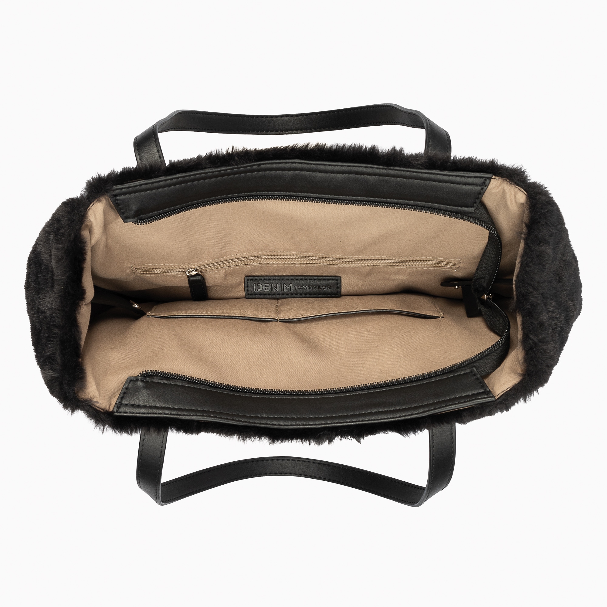 TOM TAILOR Denim Shopper »Arona Cosy« Damen Schultertasche, im Fellimitat-Look
