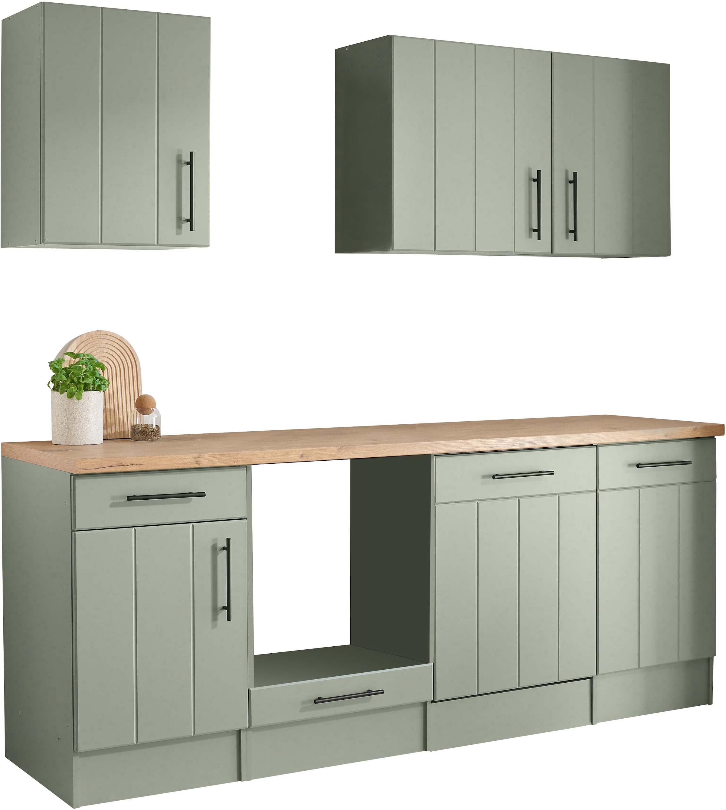 RESPEKTA Küche »Anton« Breite 220 cm, 90 cm Arbeitshöhe, wahlweise mit und ohne E-Geräte