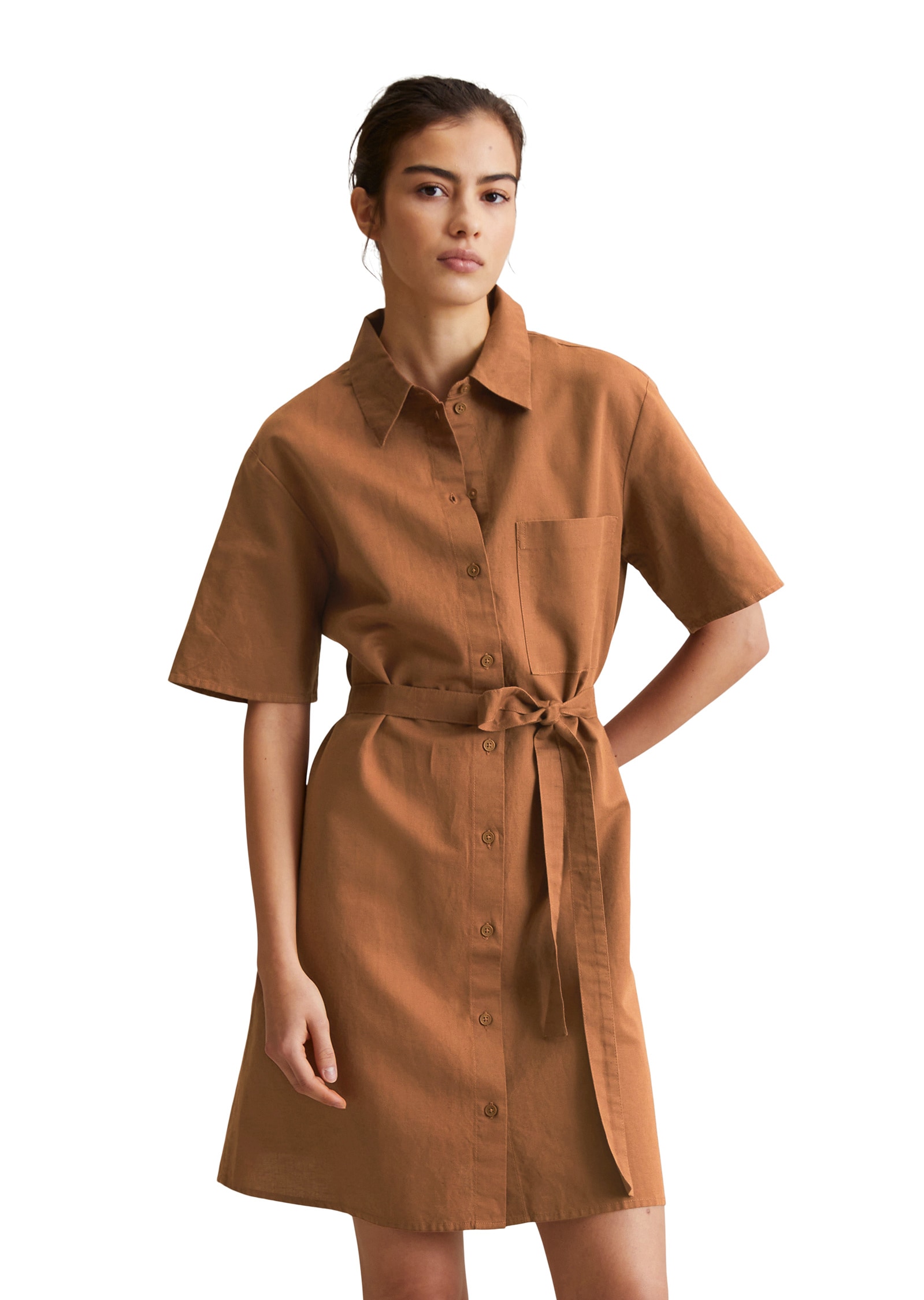 Marc OPolo DENIM Hemdblusenkleid "aus Leinen-Baumwolle-Mix" günstig online kaufen