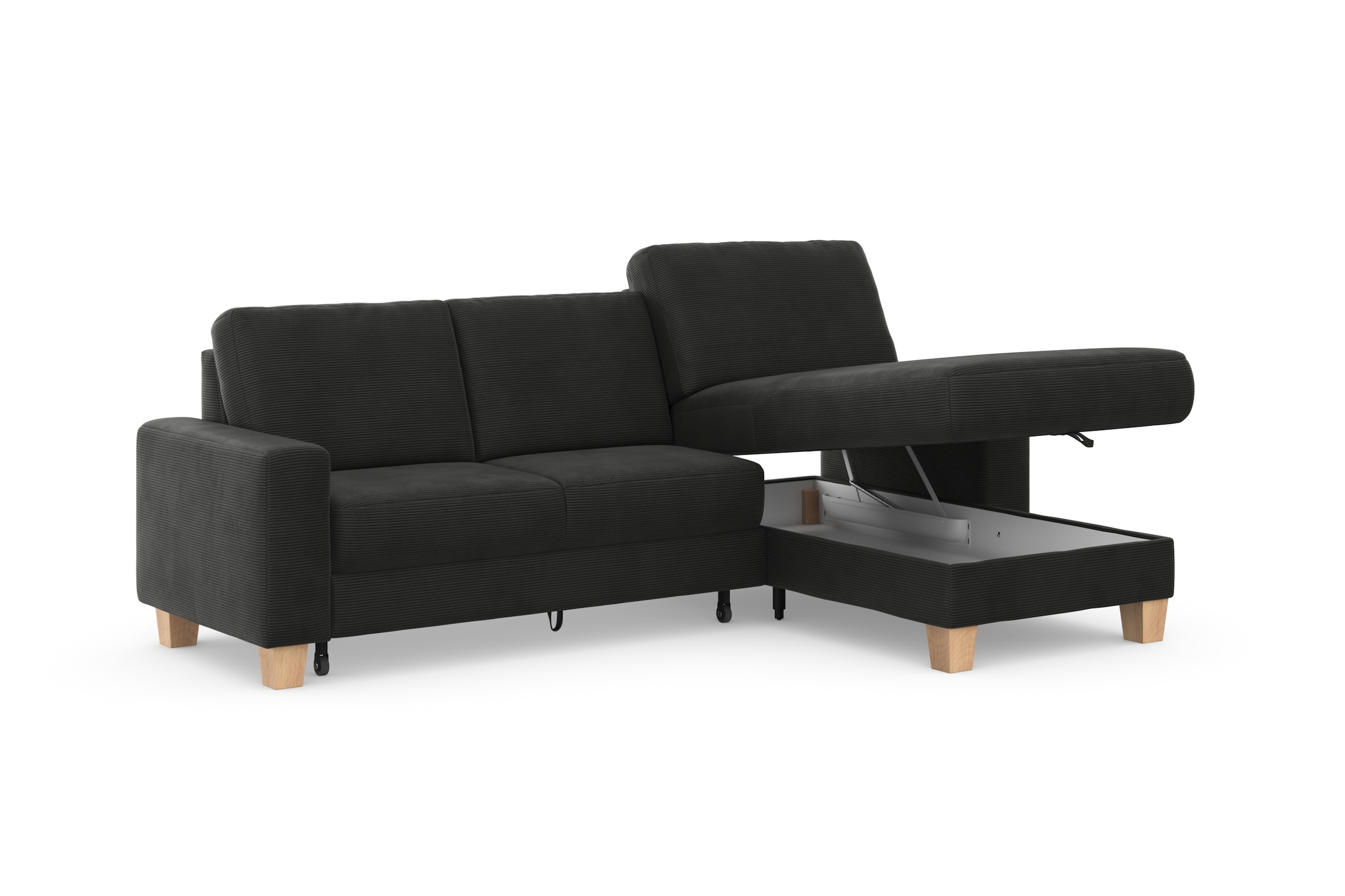 Home affaire Ecksofa »Summer L-Form«, mit Recamiere, mit oder ohne Bettfunktion und Bettkasten, Cord-Bezug