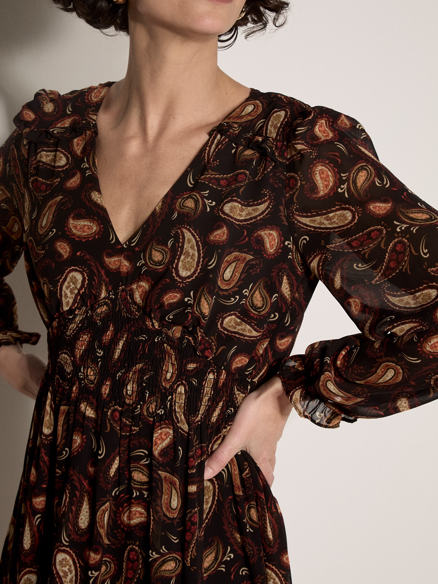 Apricot Minikleid »Chiffonkleid« mit Rüschen