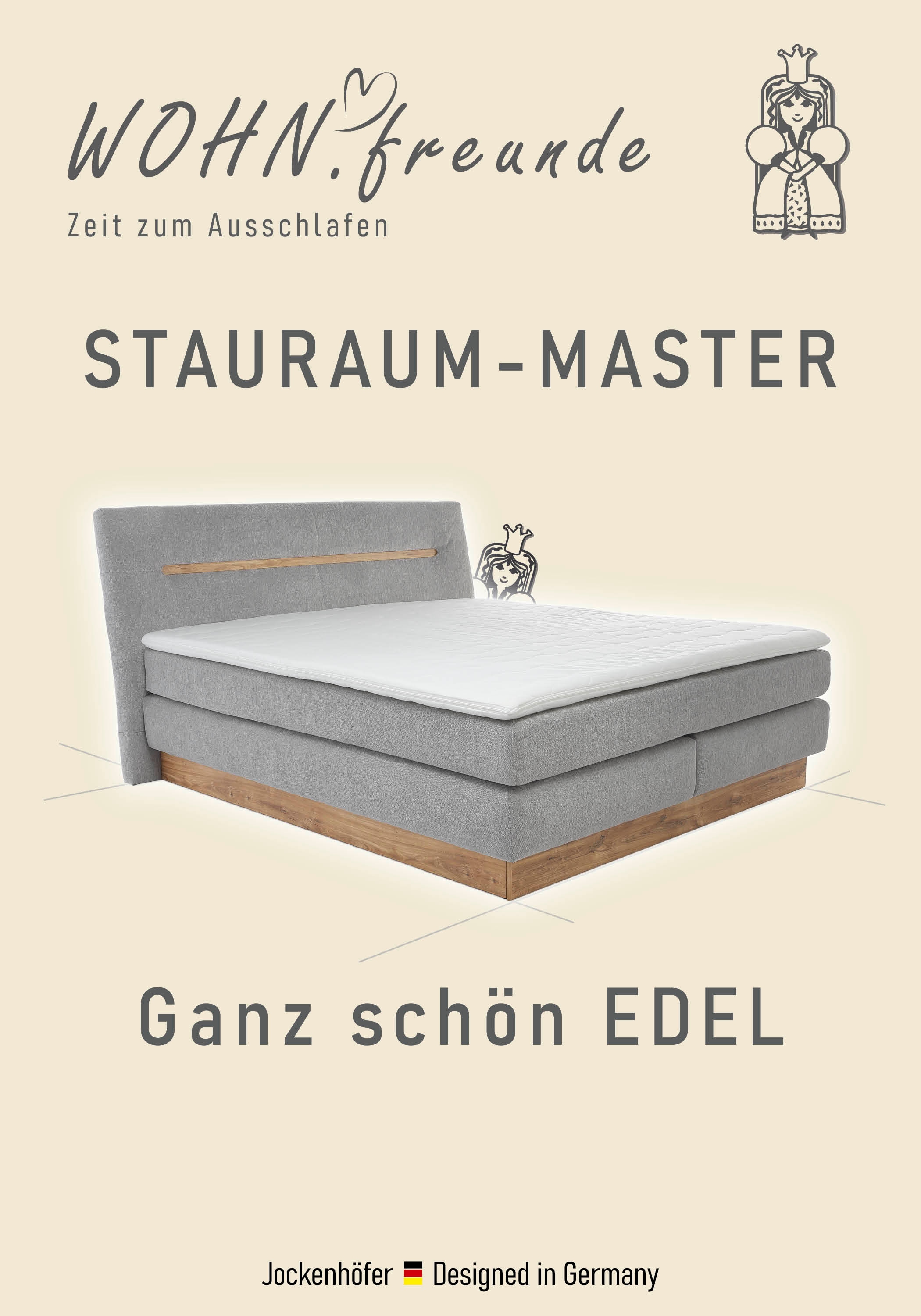 Jockenhöfer Gruppe Boxspringbett Nika, mit Bettkasten, 7-Zonen-Matratze, und Topper, mehrere Härtegrade wählbar