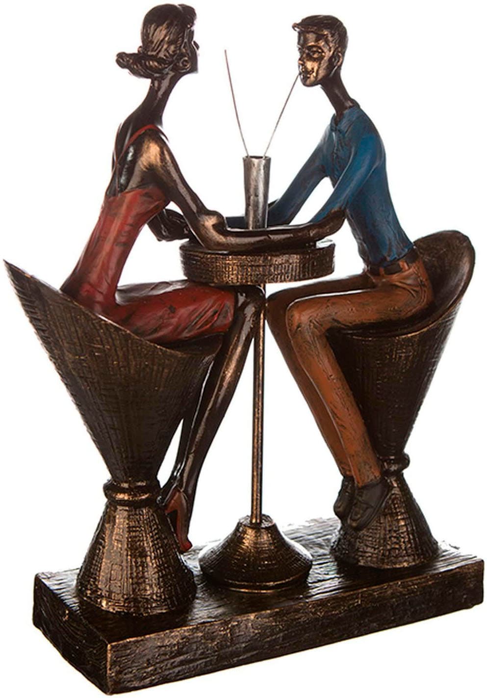 Casablanca by Gilde Dekofigur »Skulptur "Table for two"« Bunte Kleidung, Antikfinish, Holzoptik-Basis