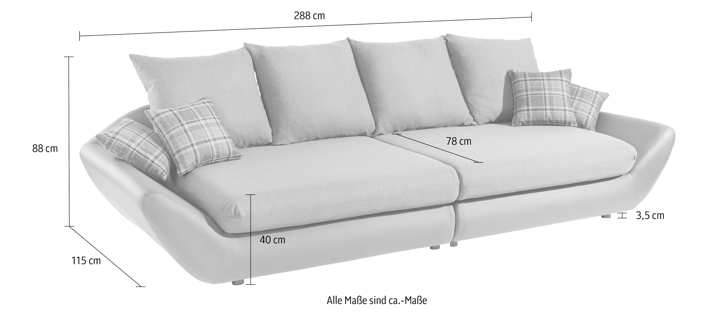 Trends by HG Big-Sofa »Moon«, frei im Raum stellbar