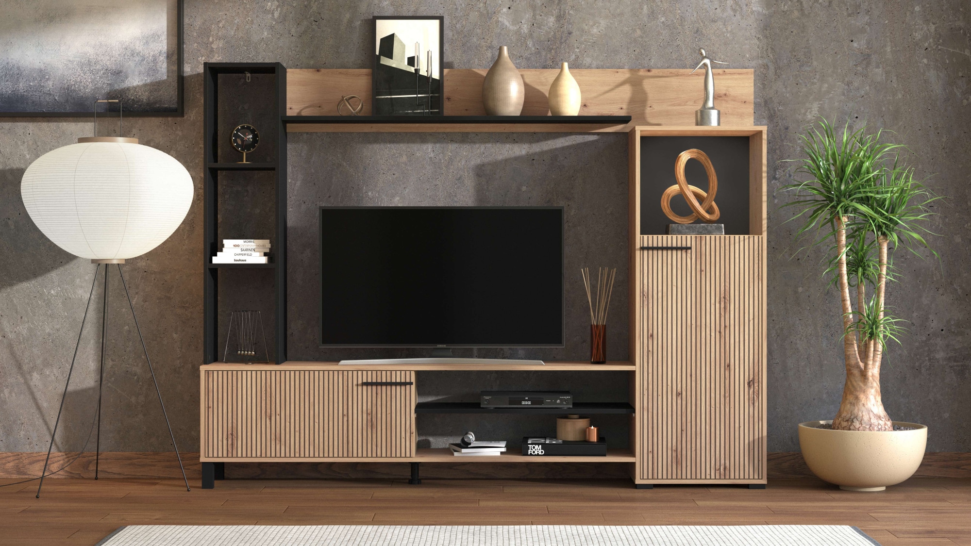 Wohnwand »Retimno, inkl. Highboard, TV-Board, Standregal und Wandregal«,...