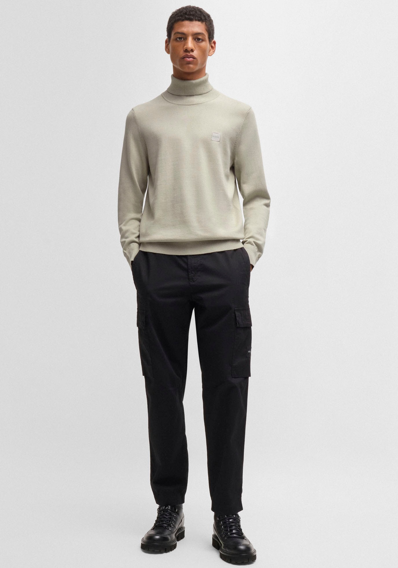 BOSS ORANGE Strickpullover »Akiro«, mit kleinem Stehkragen