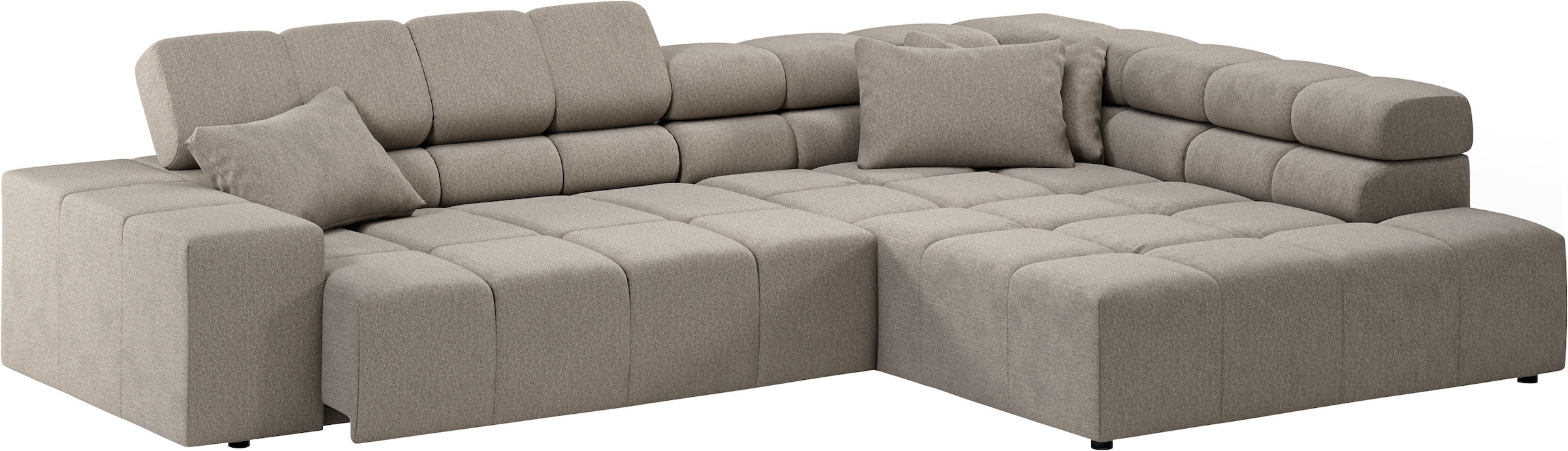 INOSIGN Ecksofa »Ancona incl. Kopfteilverstellung, Breite 319cm, L-Form«, wahlweise motorische Sitztiefenverstellung, auch in Cord + Easy Care