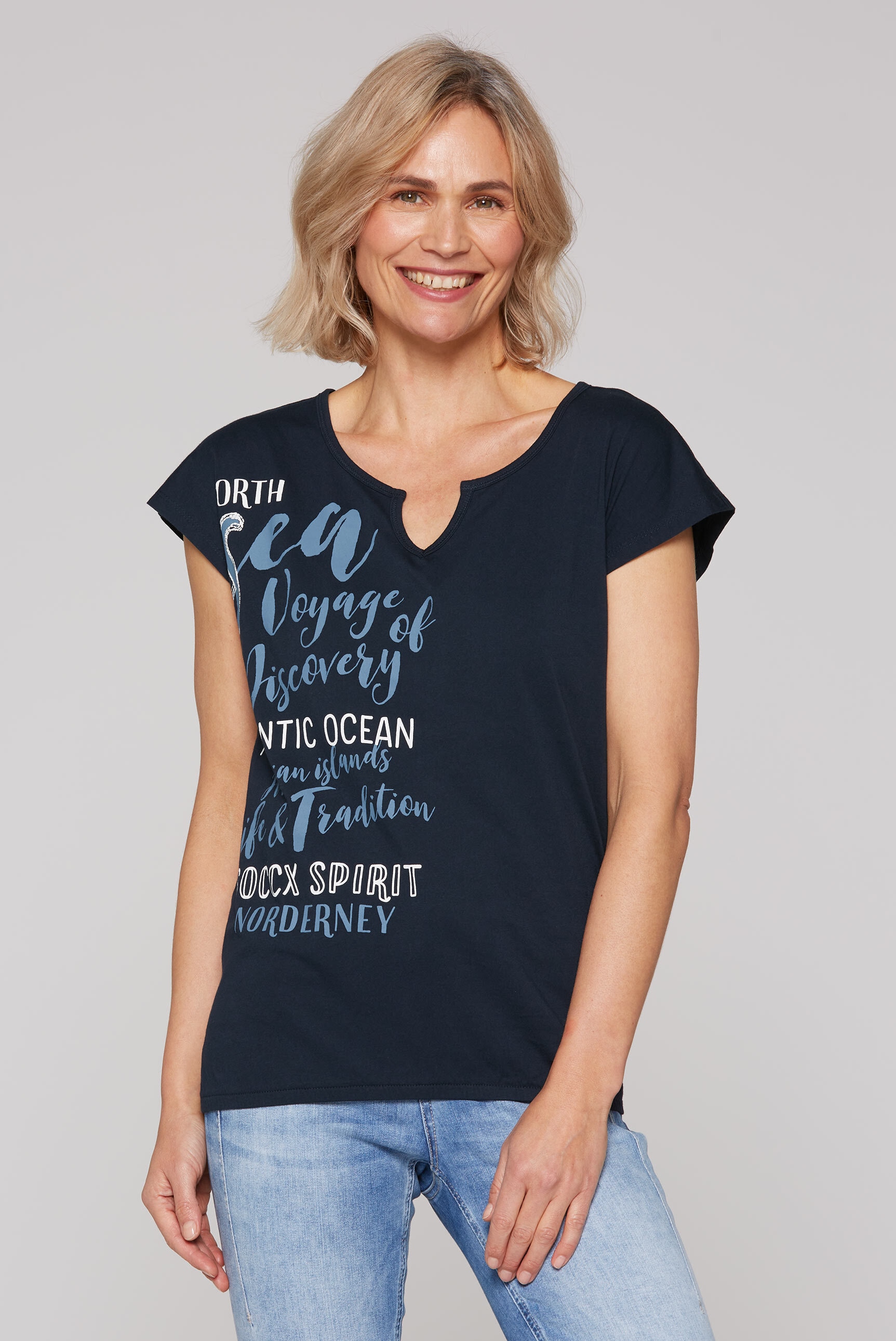 SOCCX Rundhalsshirt, mit Gummizug im Saum günstig online kaufen