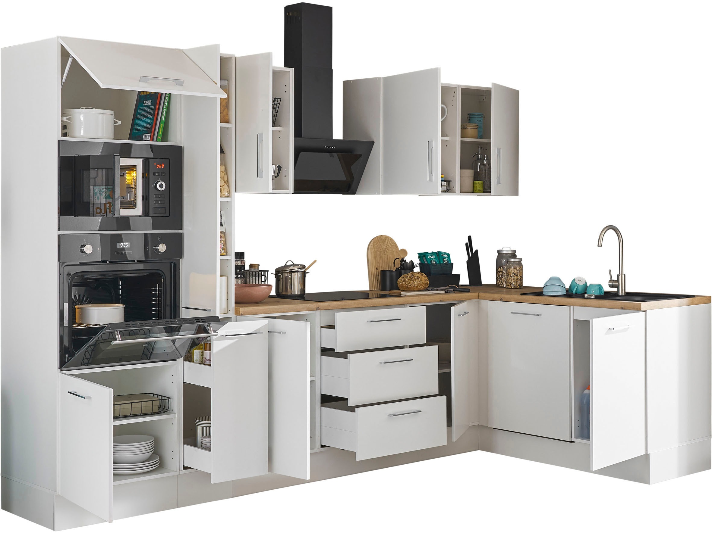 BASIC by Balculina Winkelküche »Turin«, Stellbreite 310x175 cm, wahlweise mit E-Geräten