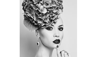 queence Acrylglasbild »Frau mit Blumenhut« kaufen