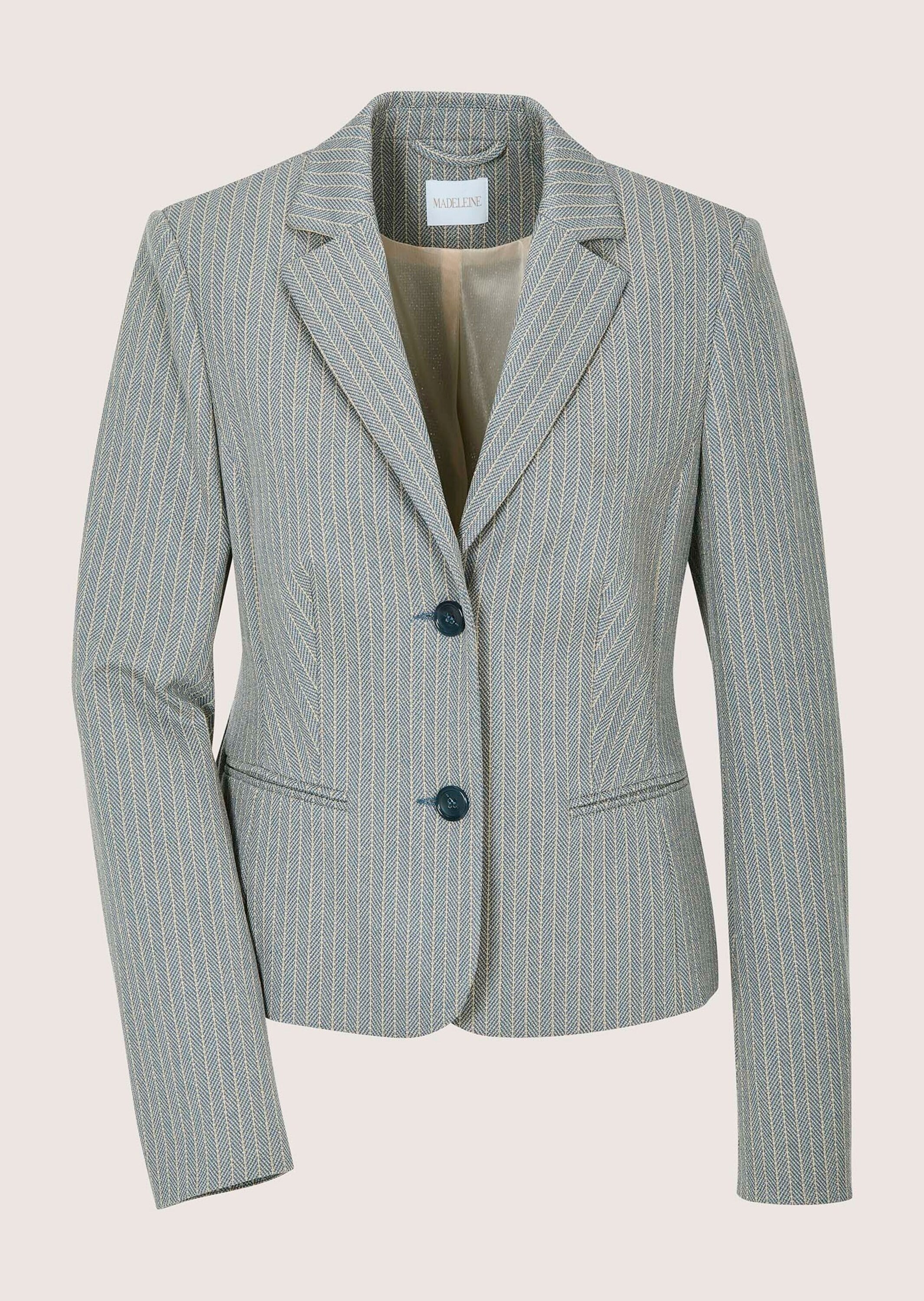 MADELEINE "Blazer Kurzblazer mit Nadelstreifen" Streifenblazer mit Glanzefekt