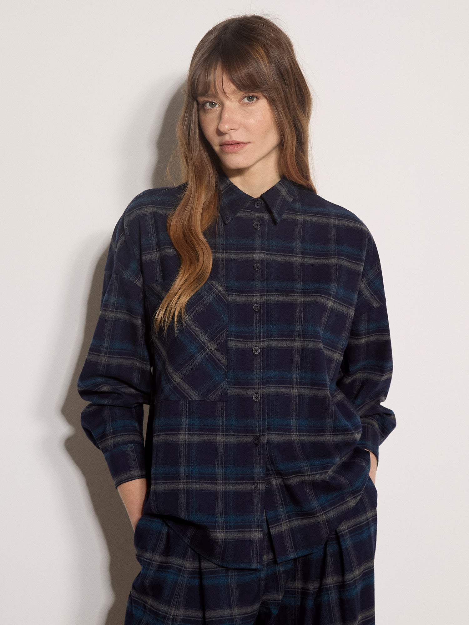 Apricot Hemdbluse "Oversized-Hemd" mit Karomuster