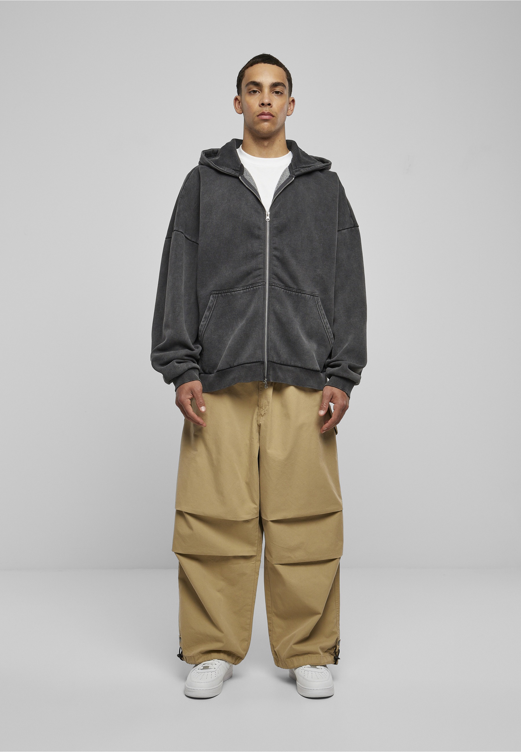 URBAN CLASSICS Neopren-Hoodie »Urban Classics Herren Heavy Stone Washed 90's Zip Hoodie« 1 Stk.