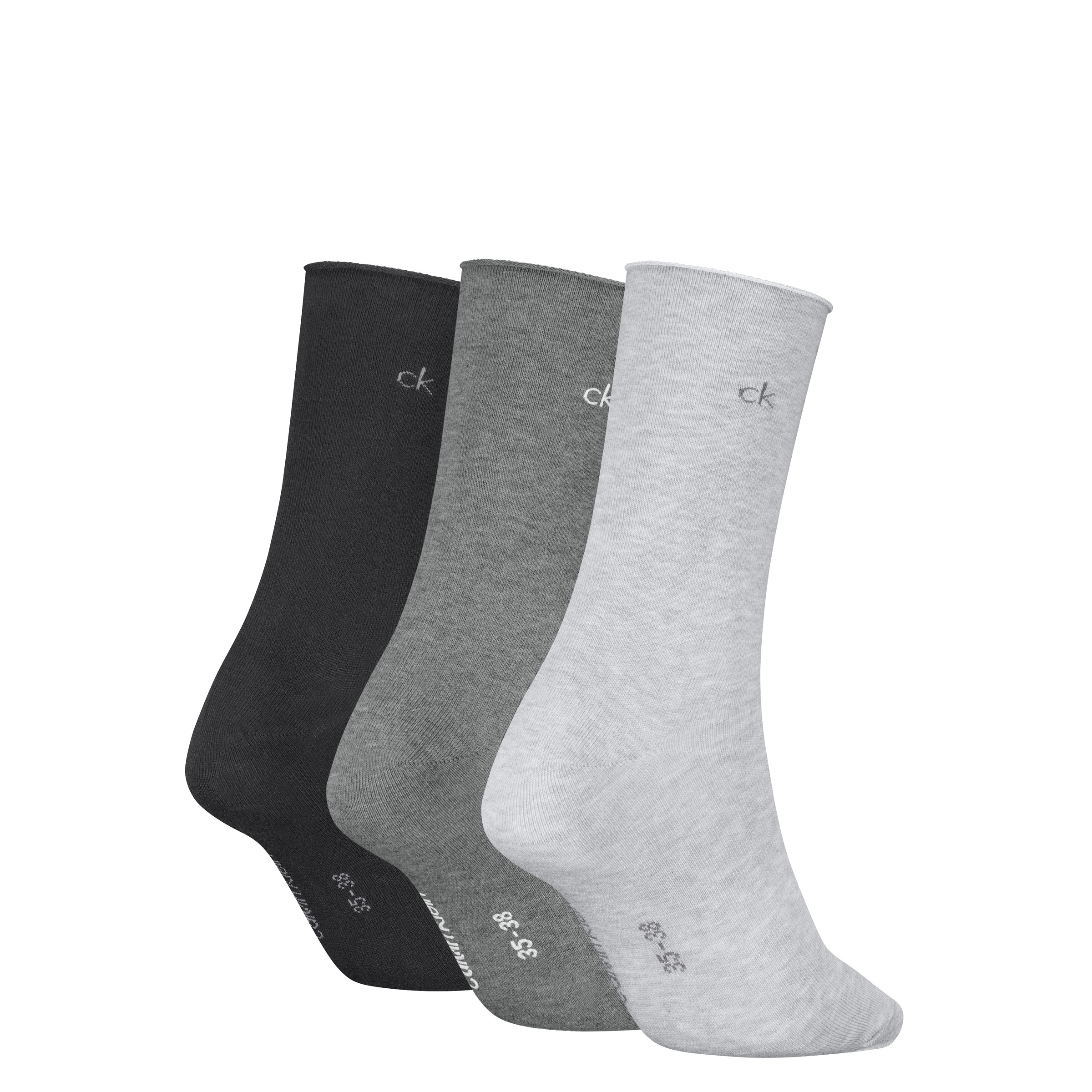 Calvin Klein Socken "CK WOMEN SOCK ROLLTOP" 3 Paar, mit kleinem Rollbund, C günstig online kaufen