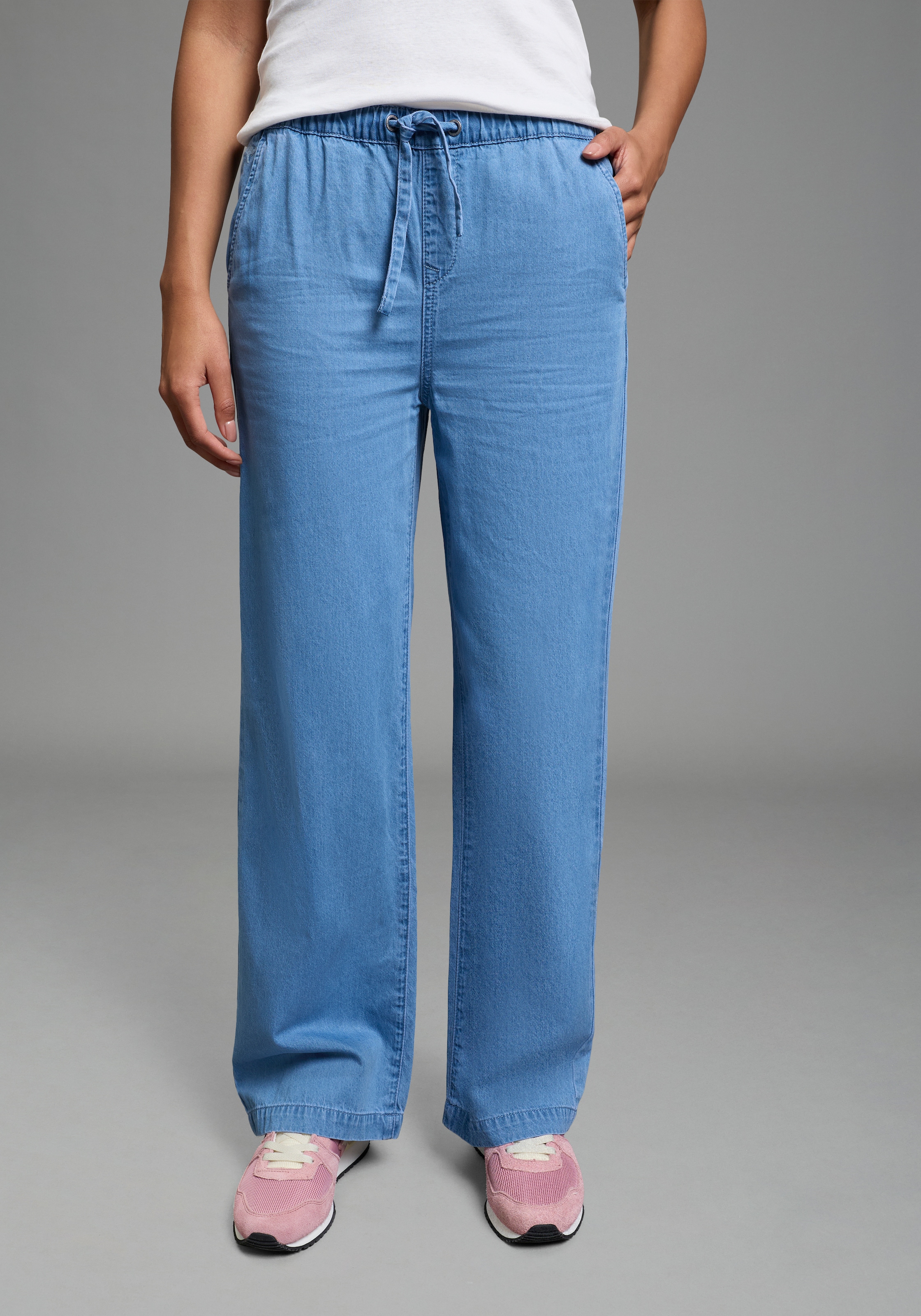 KangaROOS Weite Jeans weiteres Bein, hohe Leibhöhe, elastischer Bund mit Gu günstig online kaufen