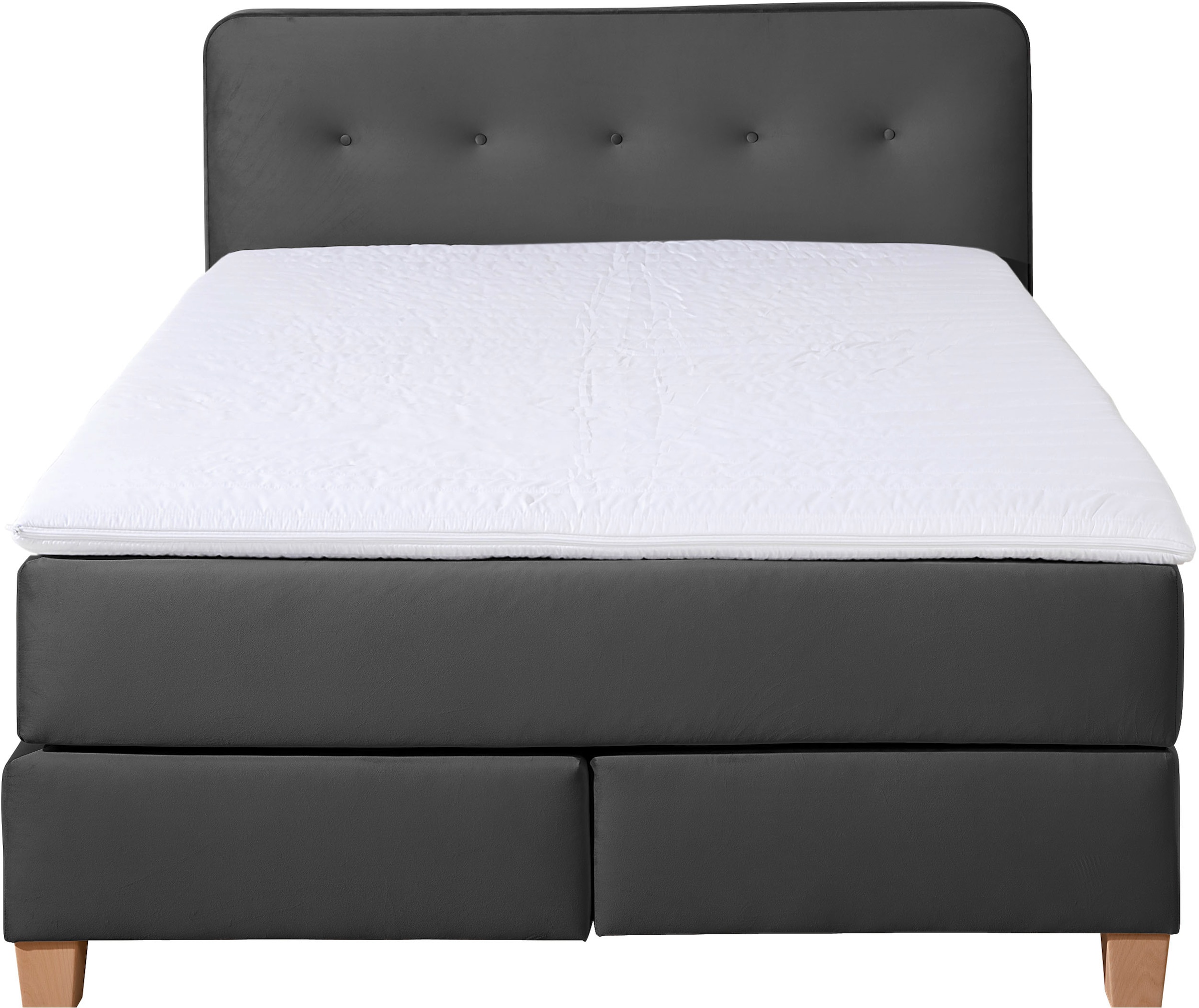 Home affaire Boxspringbett »Fargo«, inkl. Topper, in 3 Matratzenarten, in Samt- oder Strukturstoff