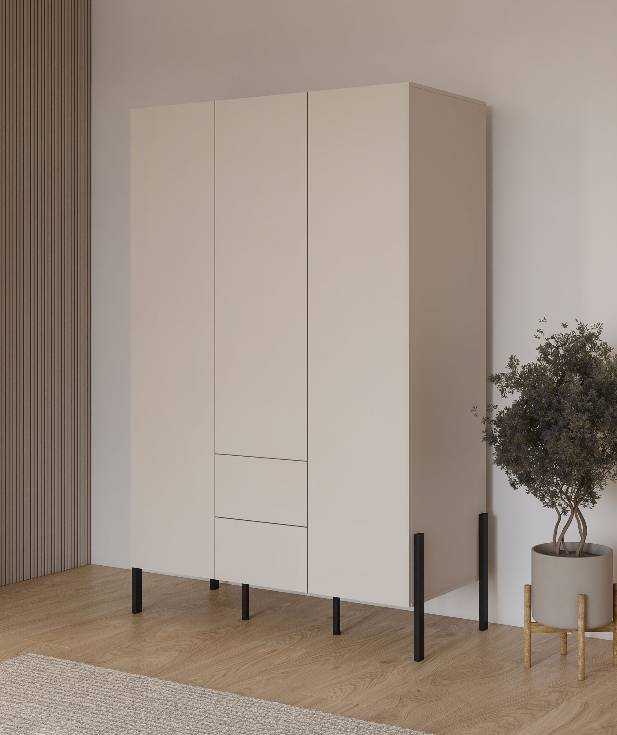 Home affaire Drehtürenschrank "Jukon, moderner Kleiderschrank mit Metallfüß günstig online kaufen