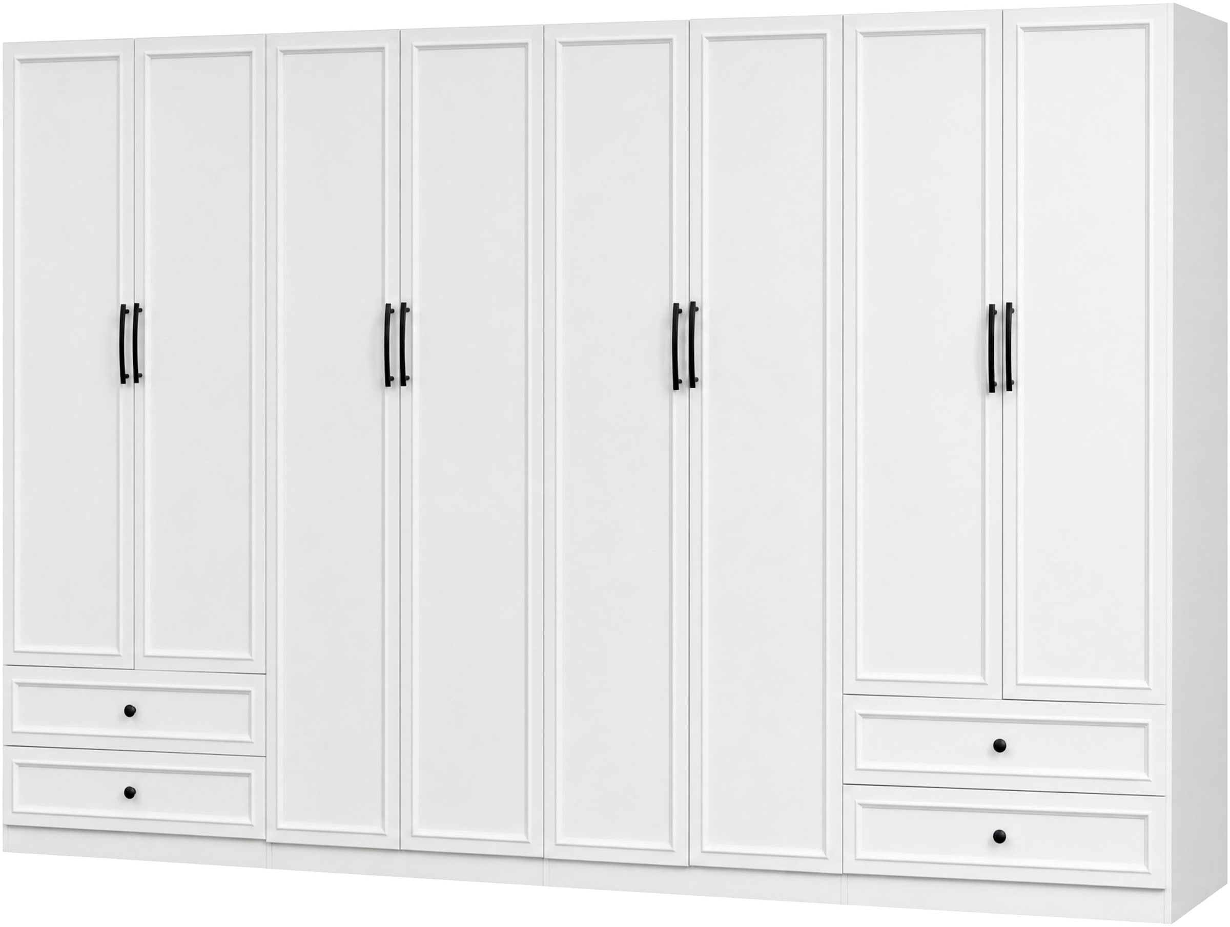 OTTO home Kleiderschrank »Arrian 320 cm Weiß | 8-türiger Drehtürenschrank im Landhausstil« XXL STAURAUM FÜR IHR ZUHAUSE