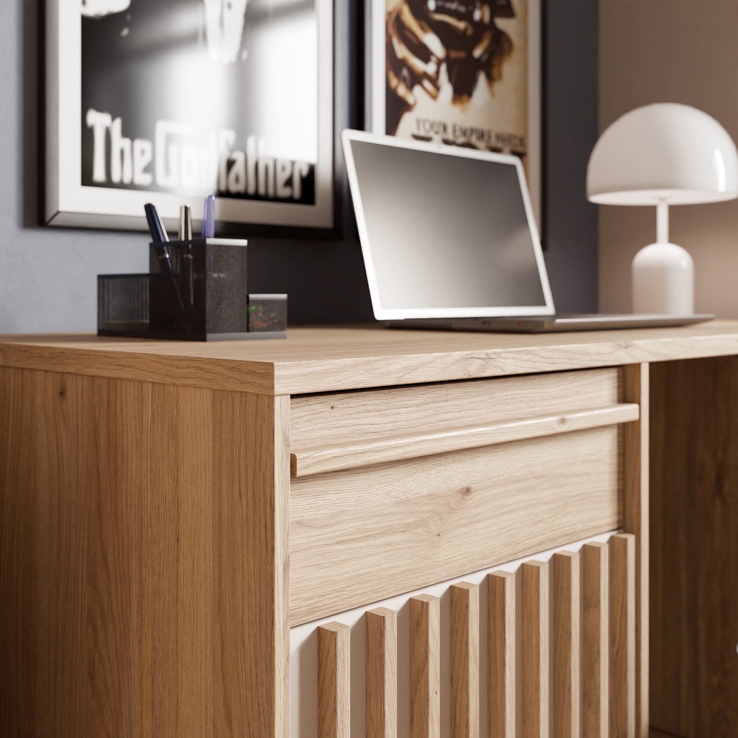 FORTE Schreibtisch »Soft Close und Vollauszug, viel Stauraum, in 2 Farben erhältlich« B/H/T 130/76/60 cm/Schubkasten mit Vollauszug