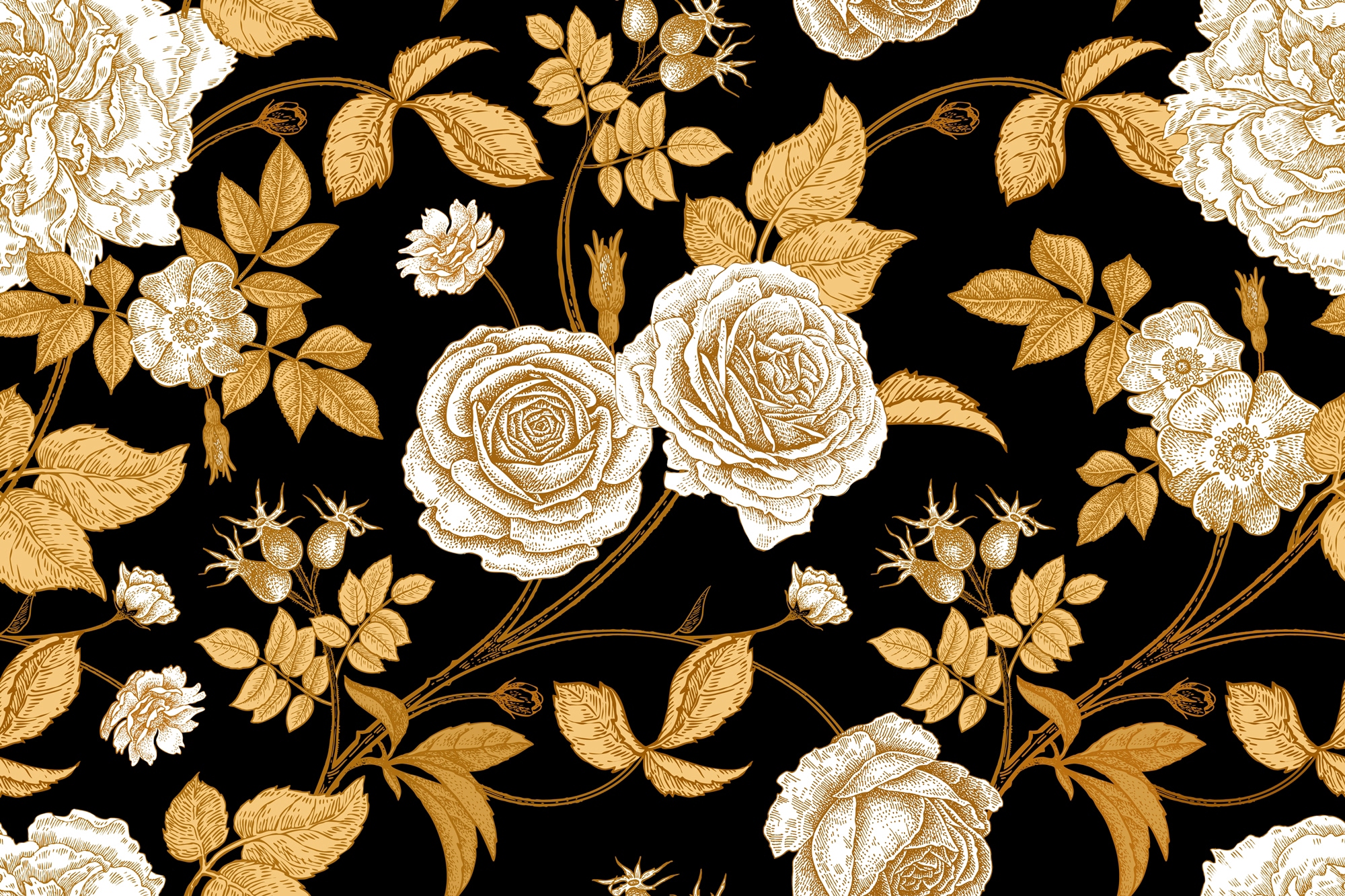 Papermoon Fototapete "BLUMEN ABSTRAKT-MUSTER DESIGN ROSEN DEKO VINTAGE RETRO"