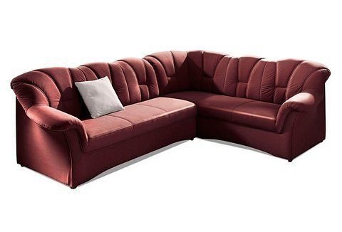 Ecksofa DOMO COLLECTION "Papenburg B/T/H: 242/190/84 cm L-Form", rot (karminrot), B:242cm H:84cm T:190cm, Struktur ( 90% Polyester, 10% Polyacryl);Microfaser PRIMABELLE (100% Polyester);Kunstleder SOFTLUX;Luxus-Microfaser (100% Polyester), Sofas, Ecksofa,