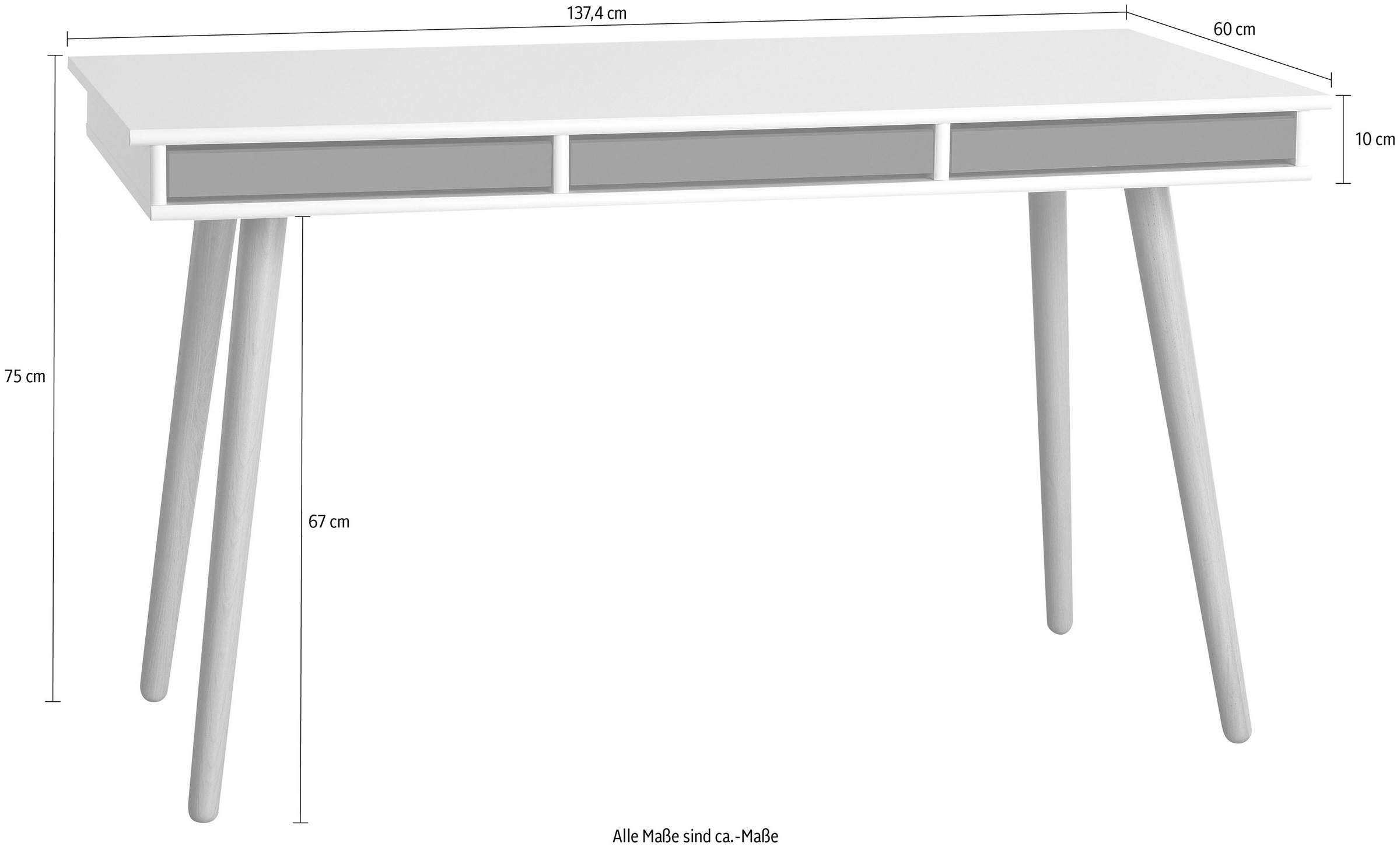 Hammel Furniture Schreibtisch »Mistral Bürotisch, Arbeitstisch, Tisch, Computertisch«, Holzbeinen, B: 137,4 cm, Designmöbel