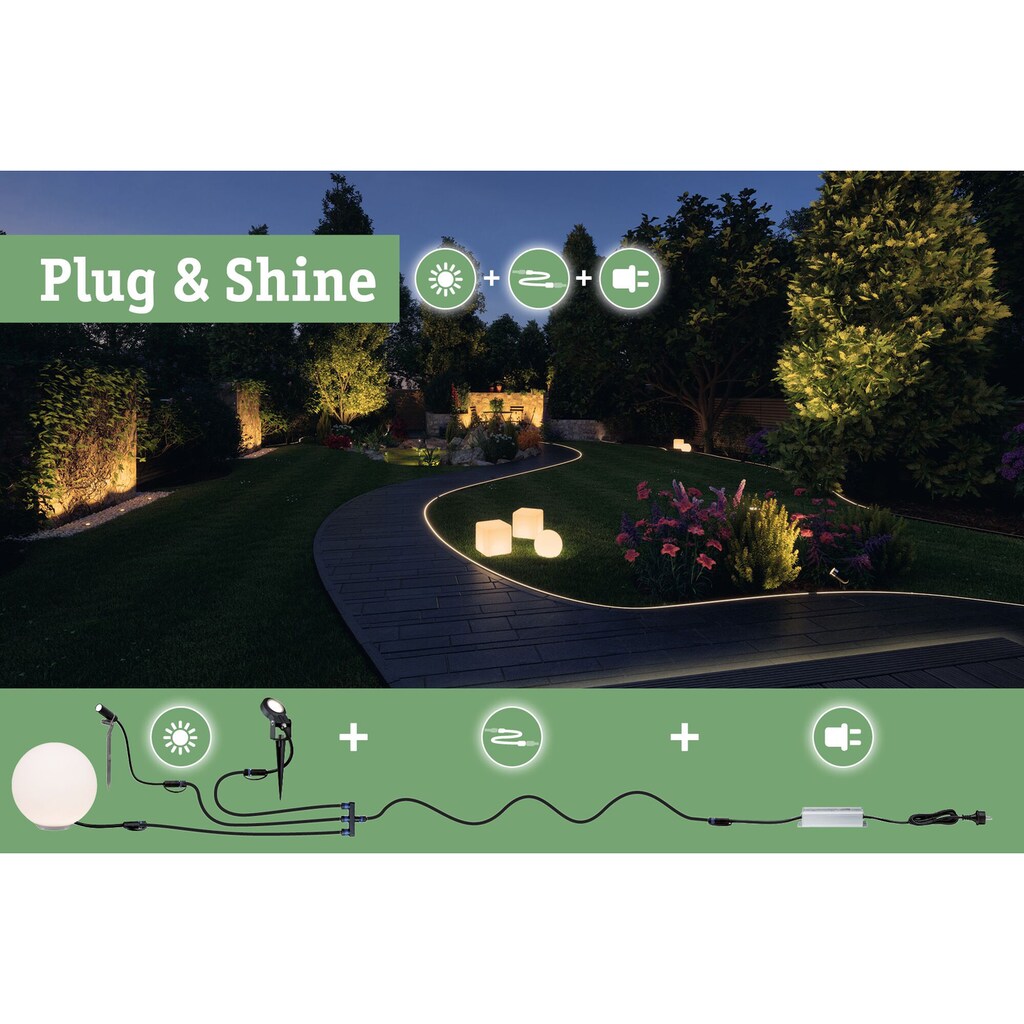 Paulmann LED-Lichterkette »Plug & Shine IP44 7,5m 24V 3.000K 72x2lm«, 1 St.-flammig