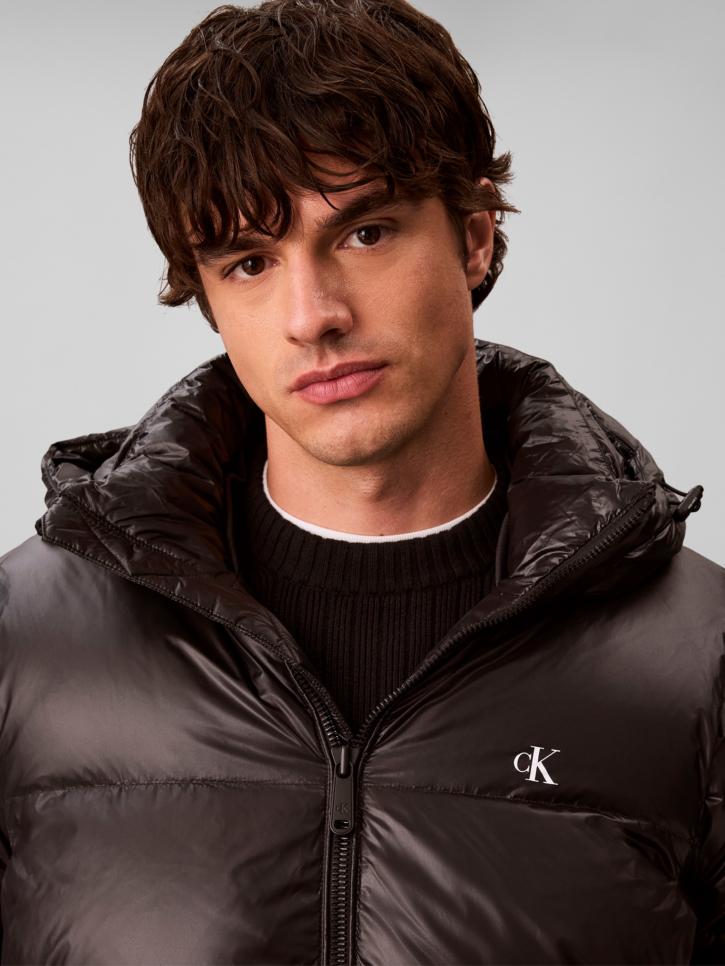 Calvin Klein Steppjacke »LS GLOSSY DETACHABLE HD DOWN PUF« ohne Kapuze Regular fit mit Kapuze