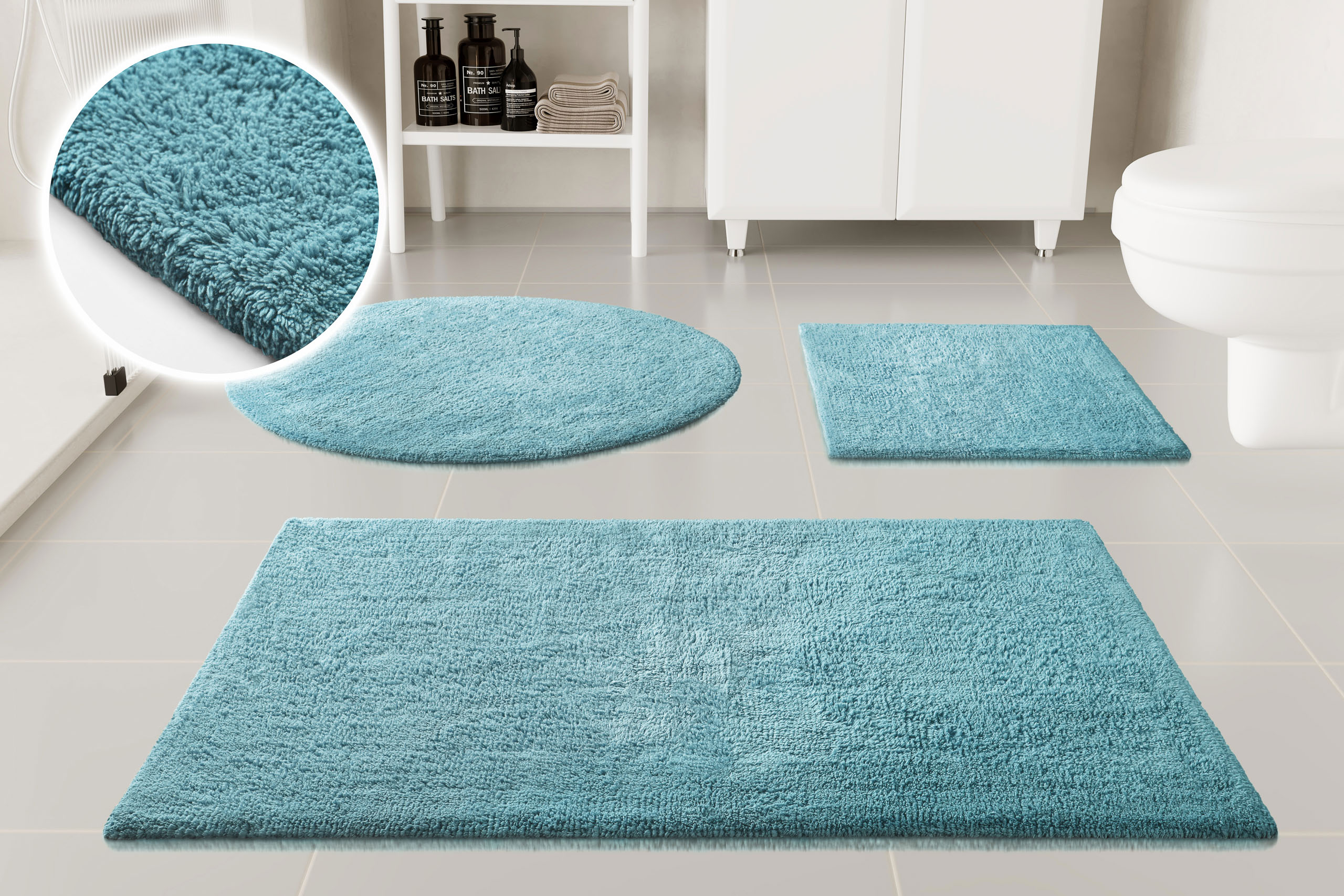 OTTO home Badematte "Selenne, uni, viele Farben, Badvorleger, Badezimmer Teppich" Höhe 20 mm rutschhemmend beschichtet fußbodenheizungsgeeignet Badteppich, getuftet, modern, Uni, antirutsch, flauschig, Baumwolle