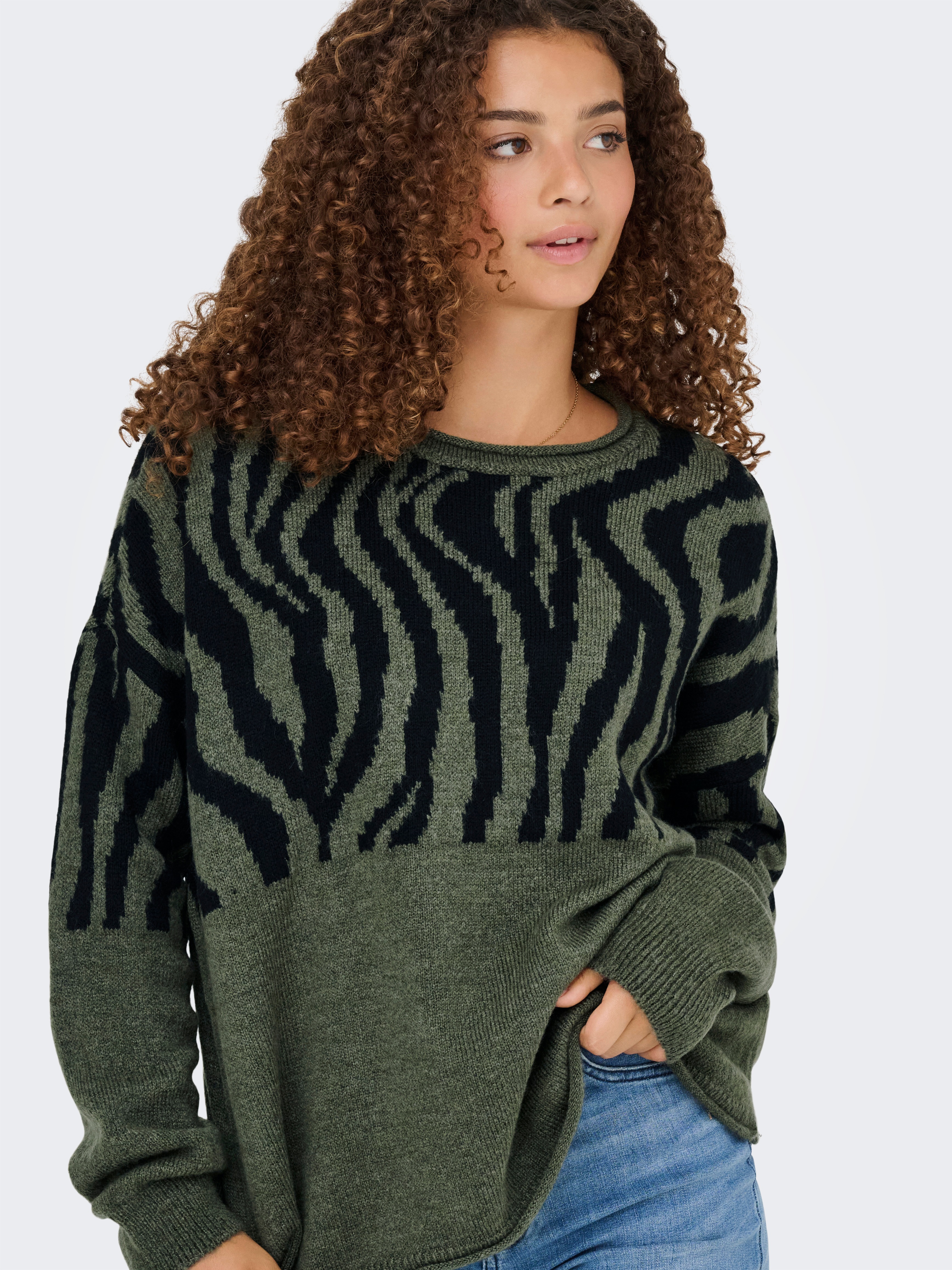 Thumbnail - ONLY Rundhalspullover "ONLJADE ANIMAL LS O-NECK NOOS KNT"