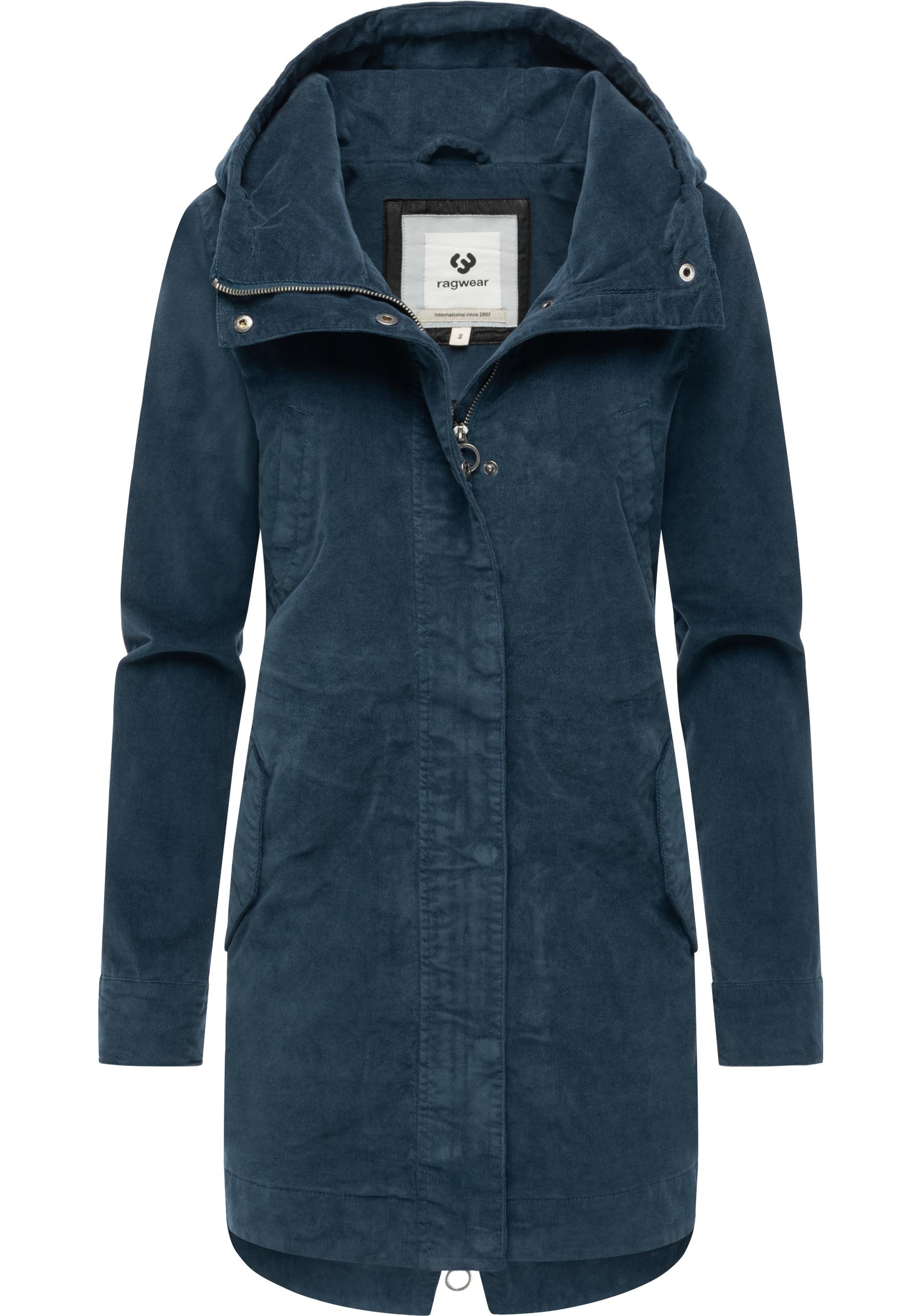 Kurzmantel RAGWEAR "Cannas Cordy YOUMODO", Damen, Gr. XXL (44), dunkelpetrol, Cord, Obermaterial: 98% Baumwolle, 2% Elasthan; Innenfutter: 100% Polyester, figurumspielend ca. Mitte Oberschenkel, hoch geschlossener Ausschnitt, Ärmel ohne Ärmelschlitz abges 3