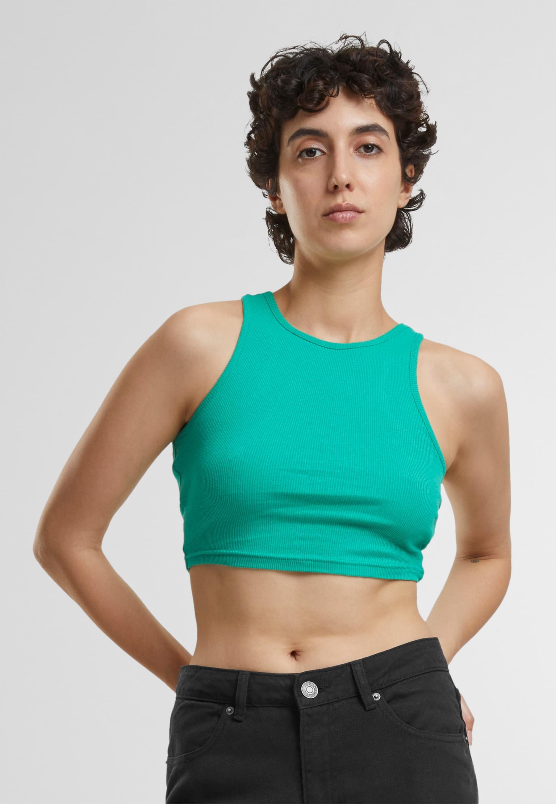 URBAN CLASSICS Muskelshirt »Urban Classics Damen Ladies Cropped Rib Top«, (1 tlg.)