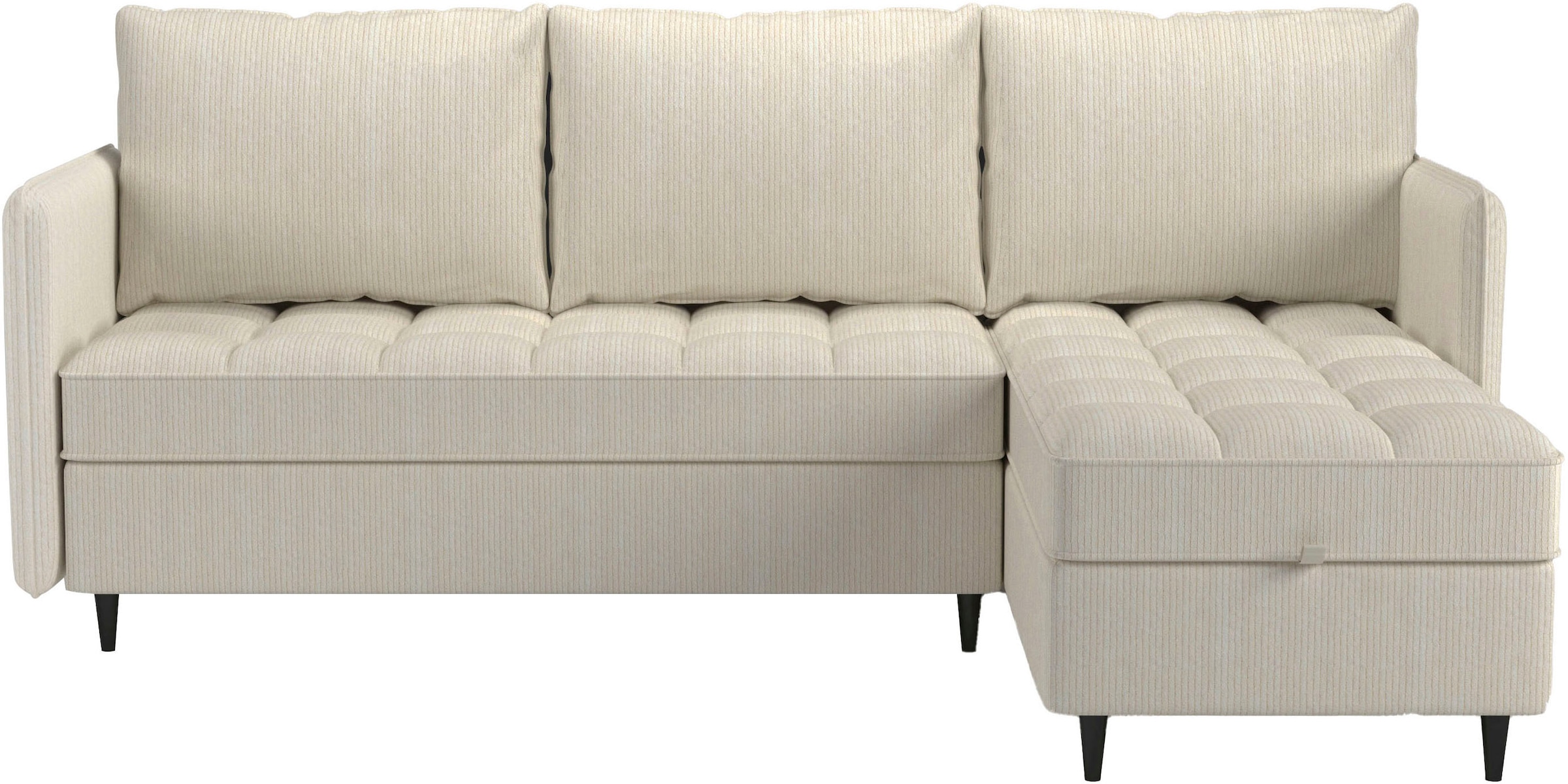 Dorel Home Ecksofa »LINDHUS, L-Form, 4 verschiedene Stellvarianten, Lounge-Sofa,«, Wohnlandschaft, mit Recamiere, großer Bettkasten, Cord, Chenille