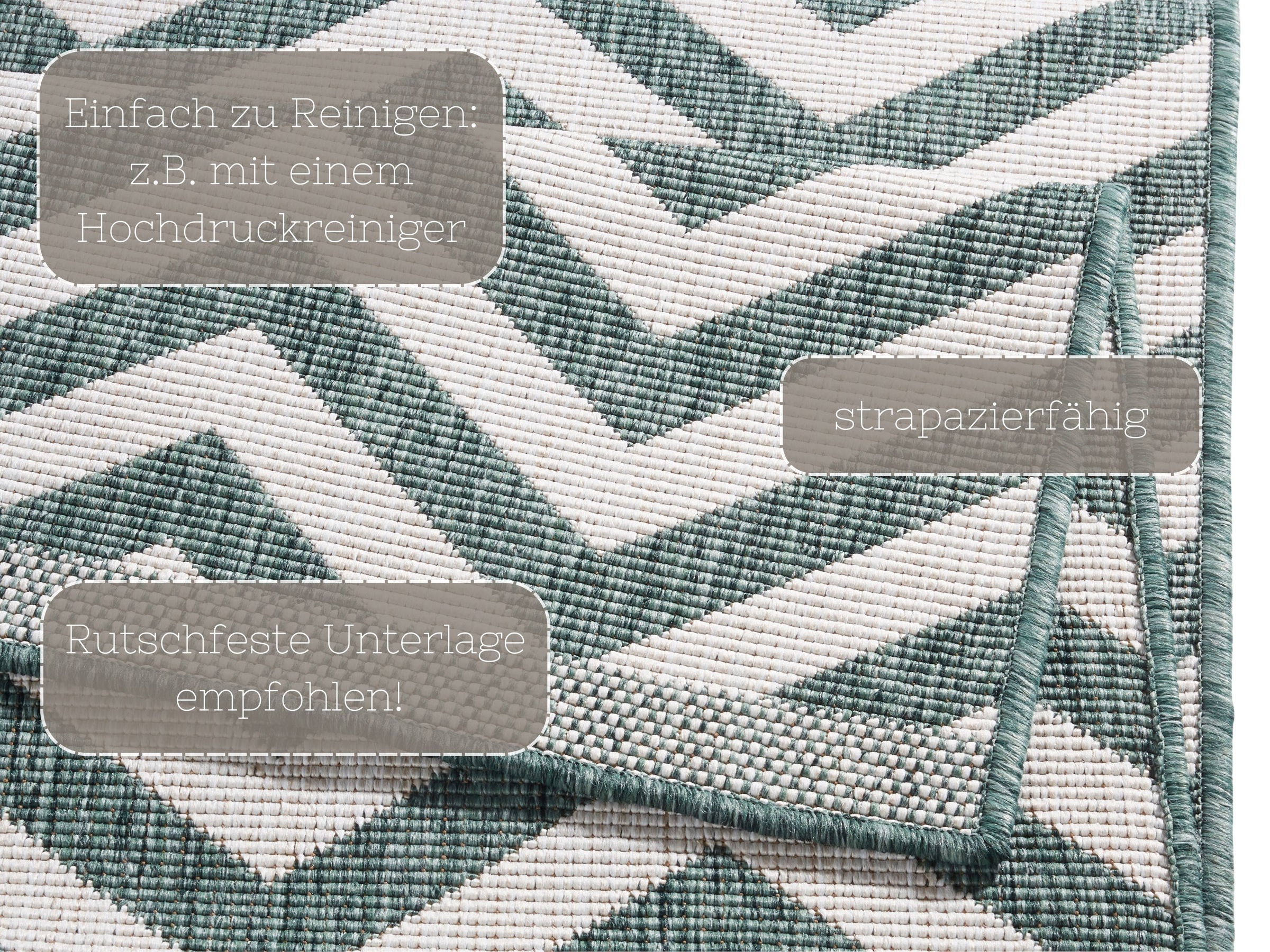 NORTHRUGS Teppich »Palma Wendeteppich«, rechteckig, 5 mm Höhe, In-& Outdoor, Wetterfest, Balkon, Läufer, Wohnzimmer, Wasserfest